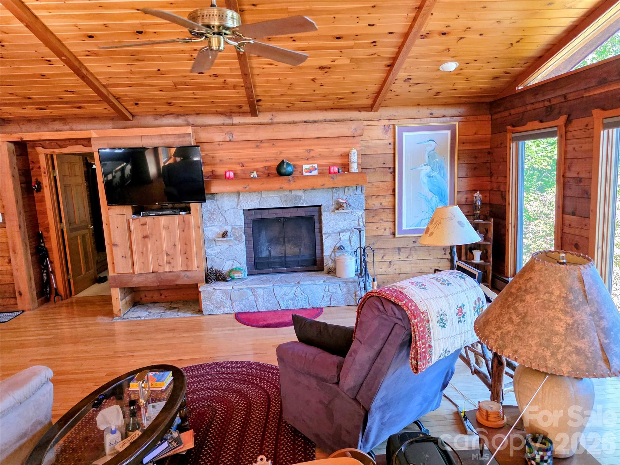 Great room with wood burning fireplace - 105 Poplar Ridge Lane, Burnsville