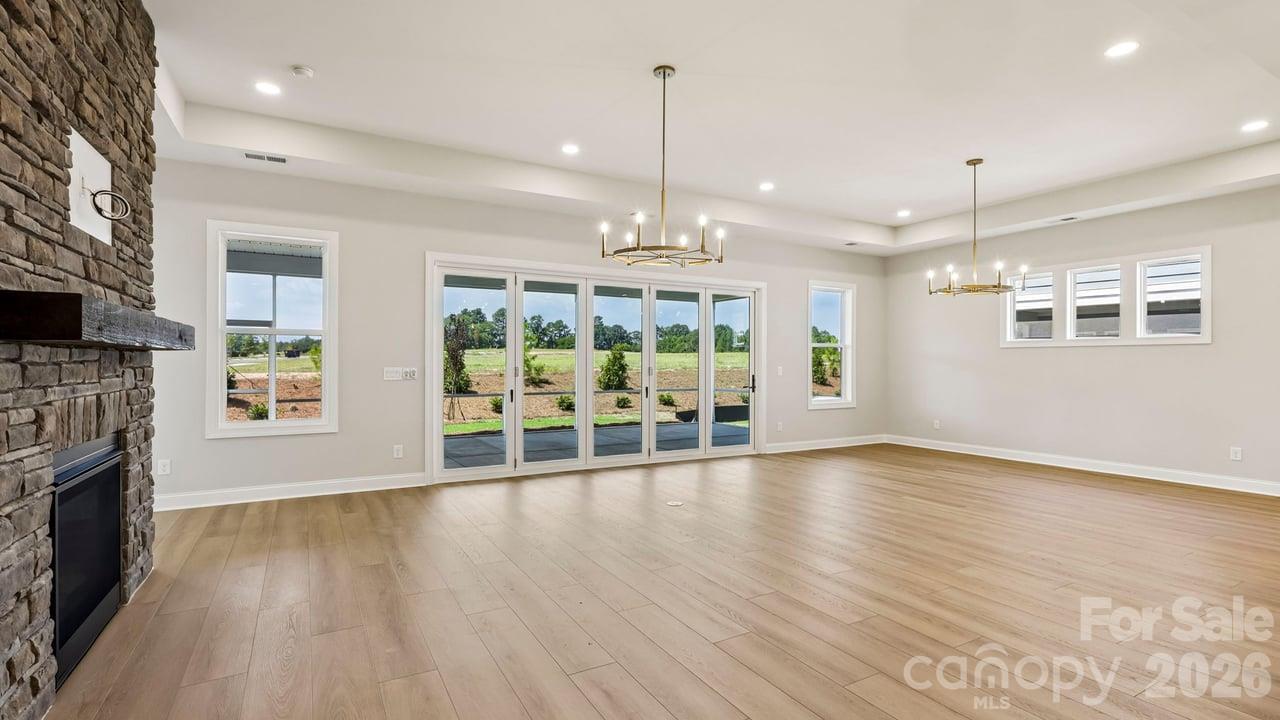 Great Room with Stone Front and Cedar Mantel Fireplace - 303 Marina Bay Trail, Locust