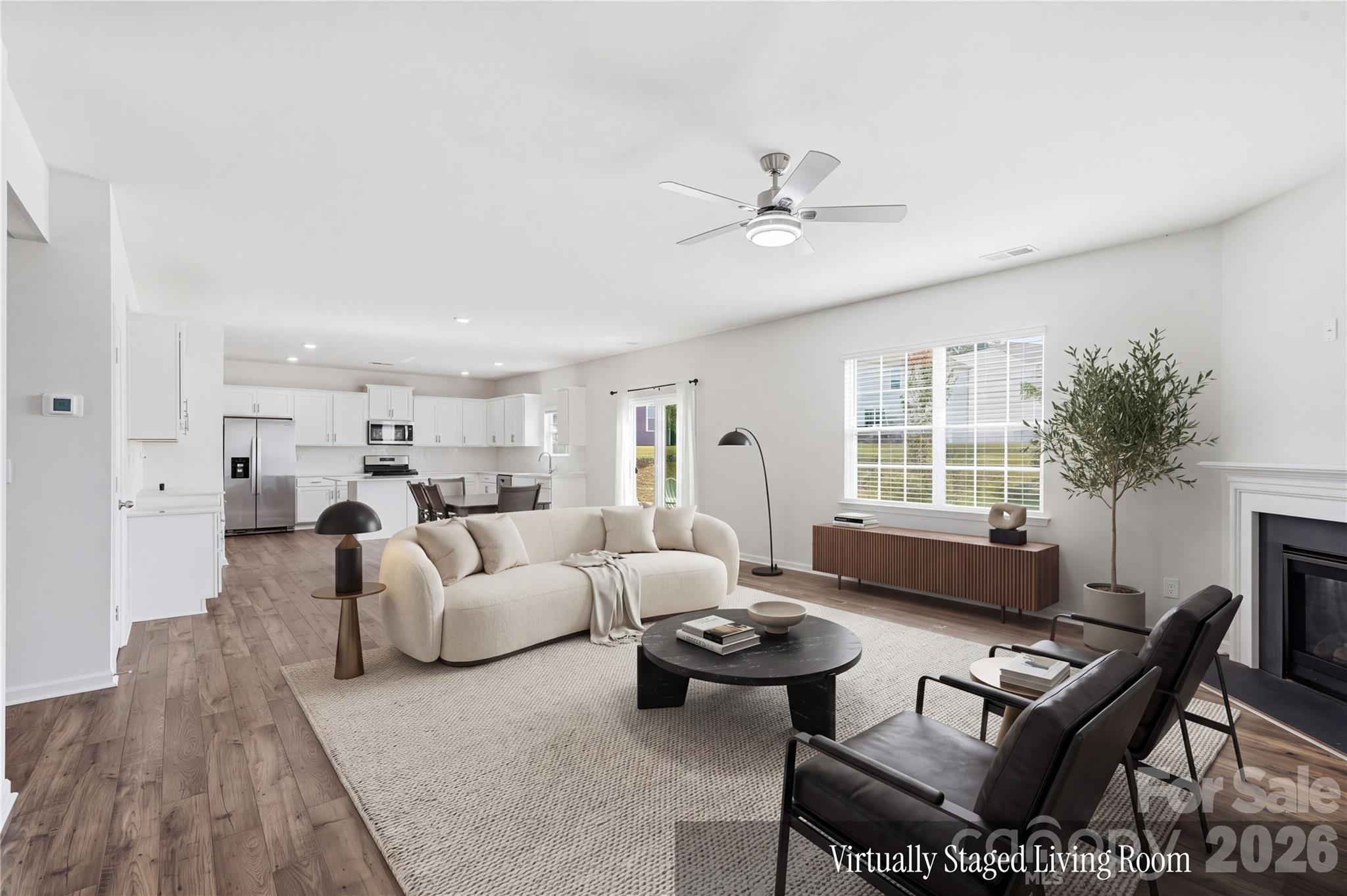Virtually staged living room - 9251 Mackinaw Drive, Gastonia