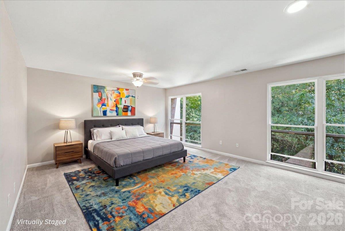 Primary bedroom 3rd level (virtually staged) - 5805 Sharon Road, Charlotte