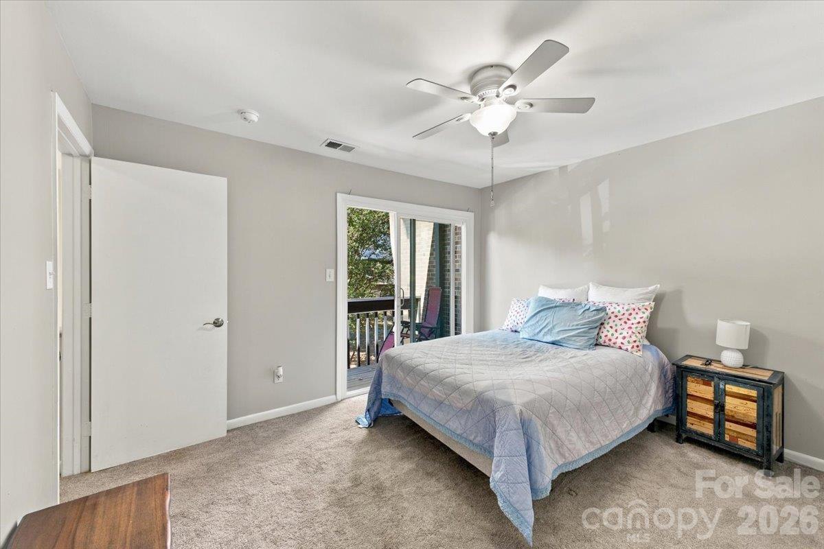 2nd bedroom with ensuite on 3rd level and balcony access - 5805 Sharon Road, Charlotte