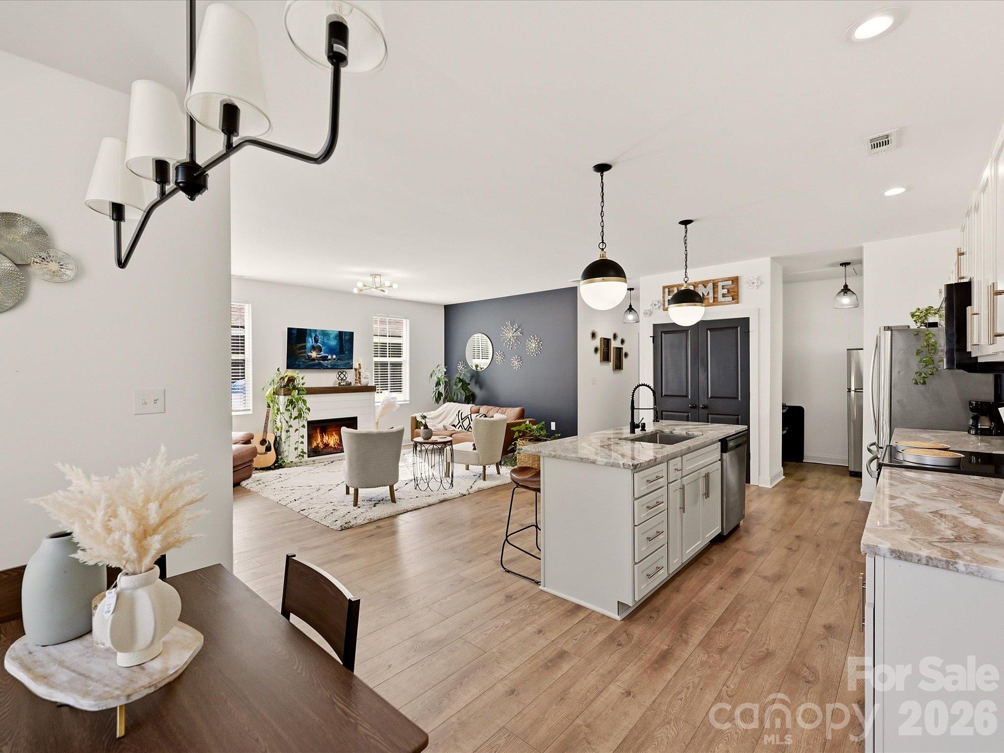 Open plan from dining area to Kitchen and living area - 914 Flint Street Extension, Rock Hill