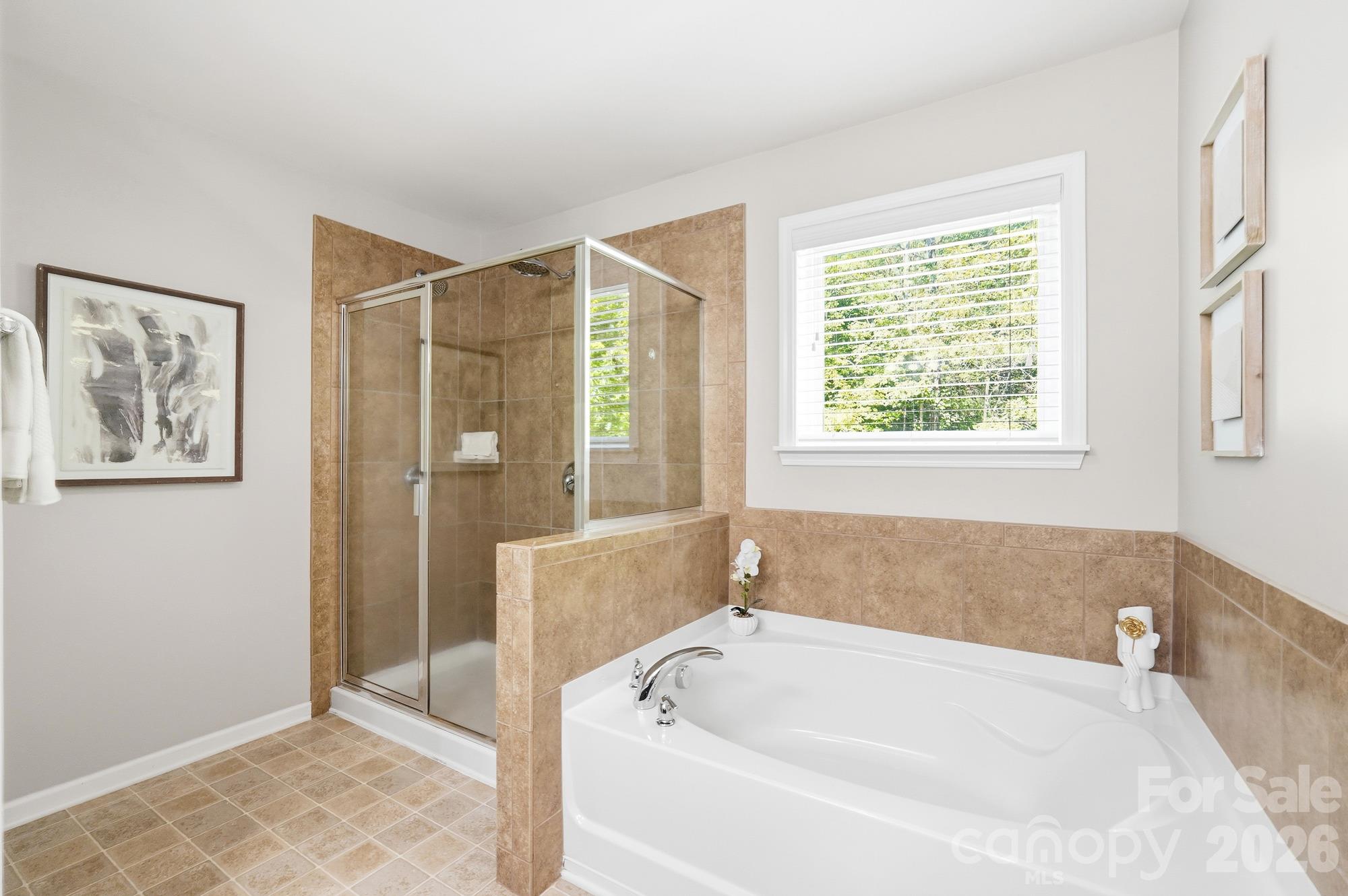 Tiled shower and garden tub - 5409 Cotton Top Court, Waxhaw