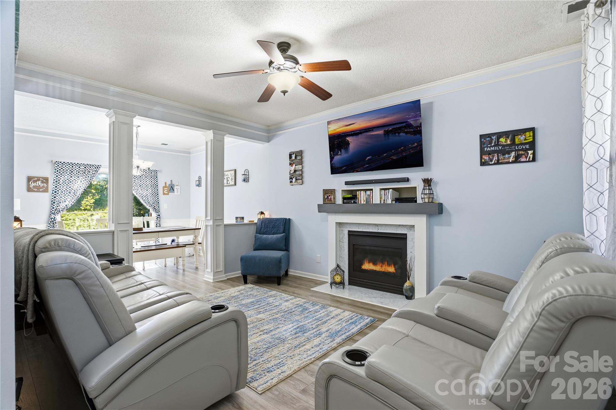 Cozy family room with fireplace - 119 Shining Armor Court, Mooresville