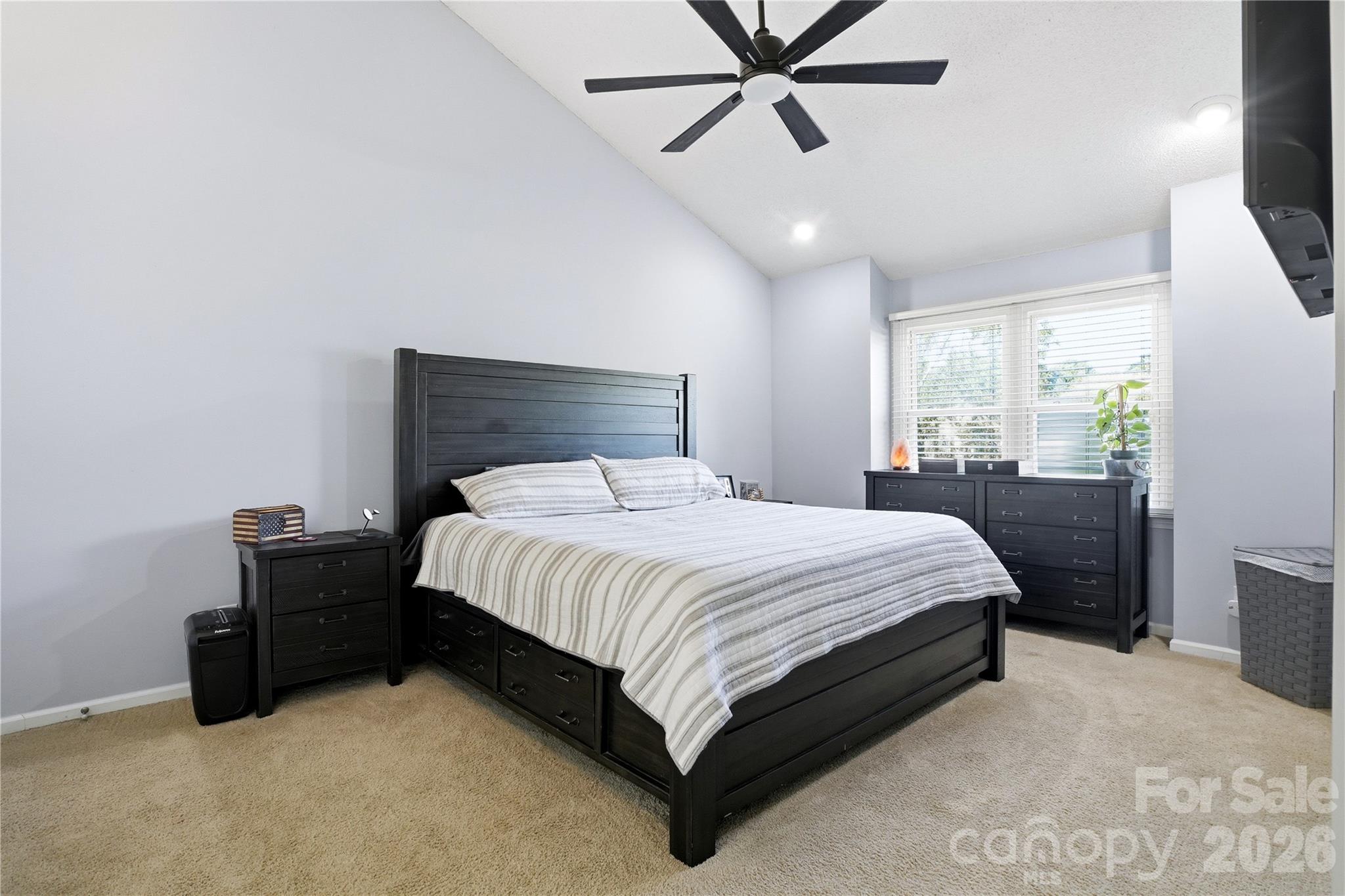 Large primary bedroom with vaulted ceiling - 119 Shining Armor Court, Mooresville