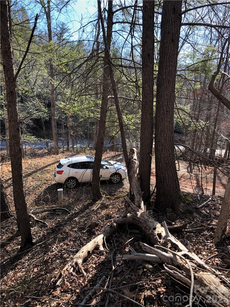 Parked car is where temporary access is to property - 711 Boys Camp Road, Lake Lure