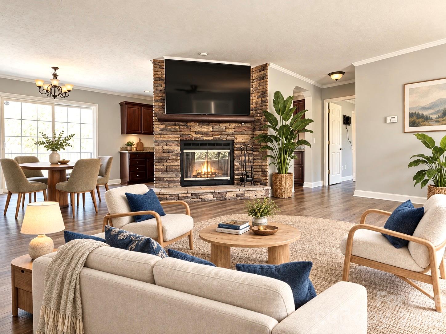 Living room virtually staged. - 224 Pete Luther Road, Candler