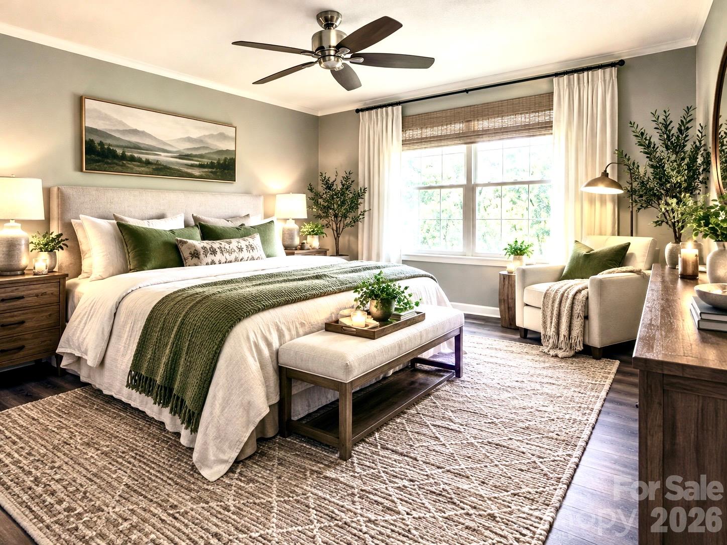 Primary bedroom virtually staged - 224 Pete Luther Road, Candler