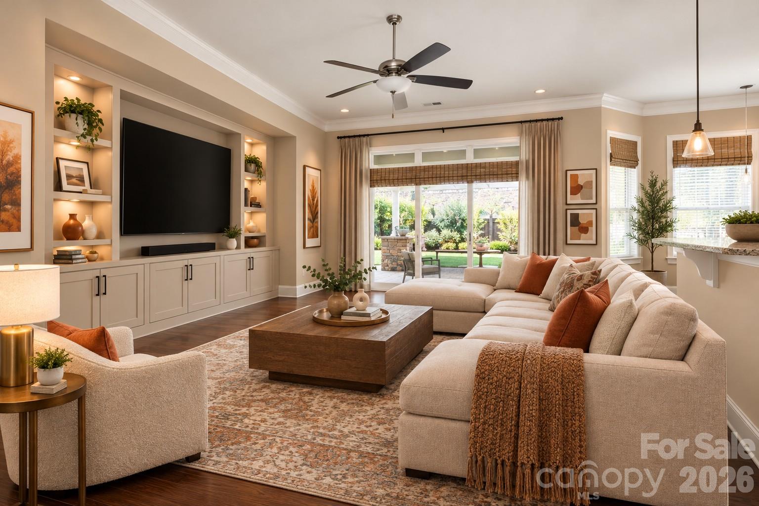 Virtually staged great room - 9106 Longvale Lane, Charlotte
