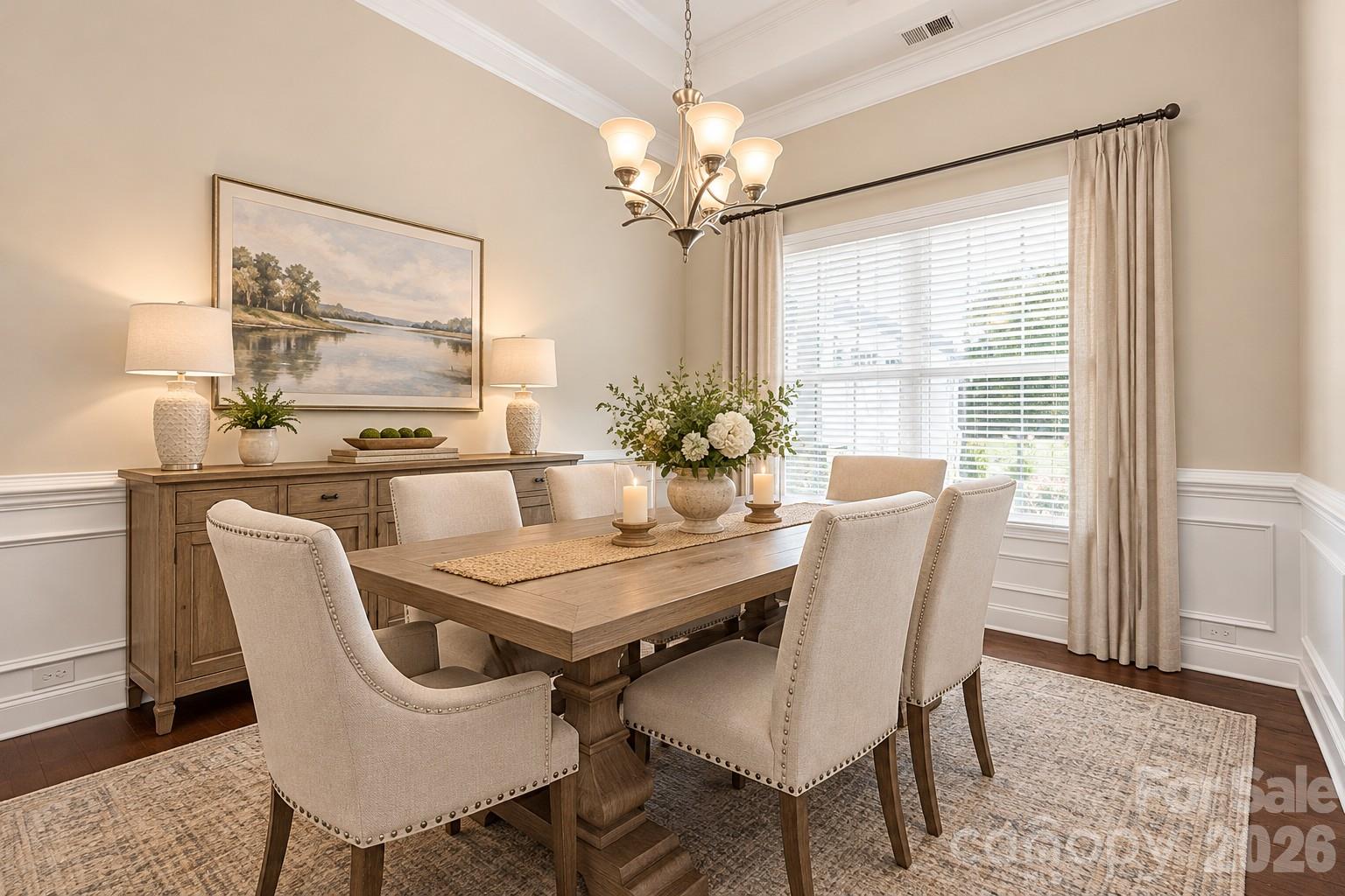 Virtually staged formal dining room - 9106 Longvale Lane, Charlotte