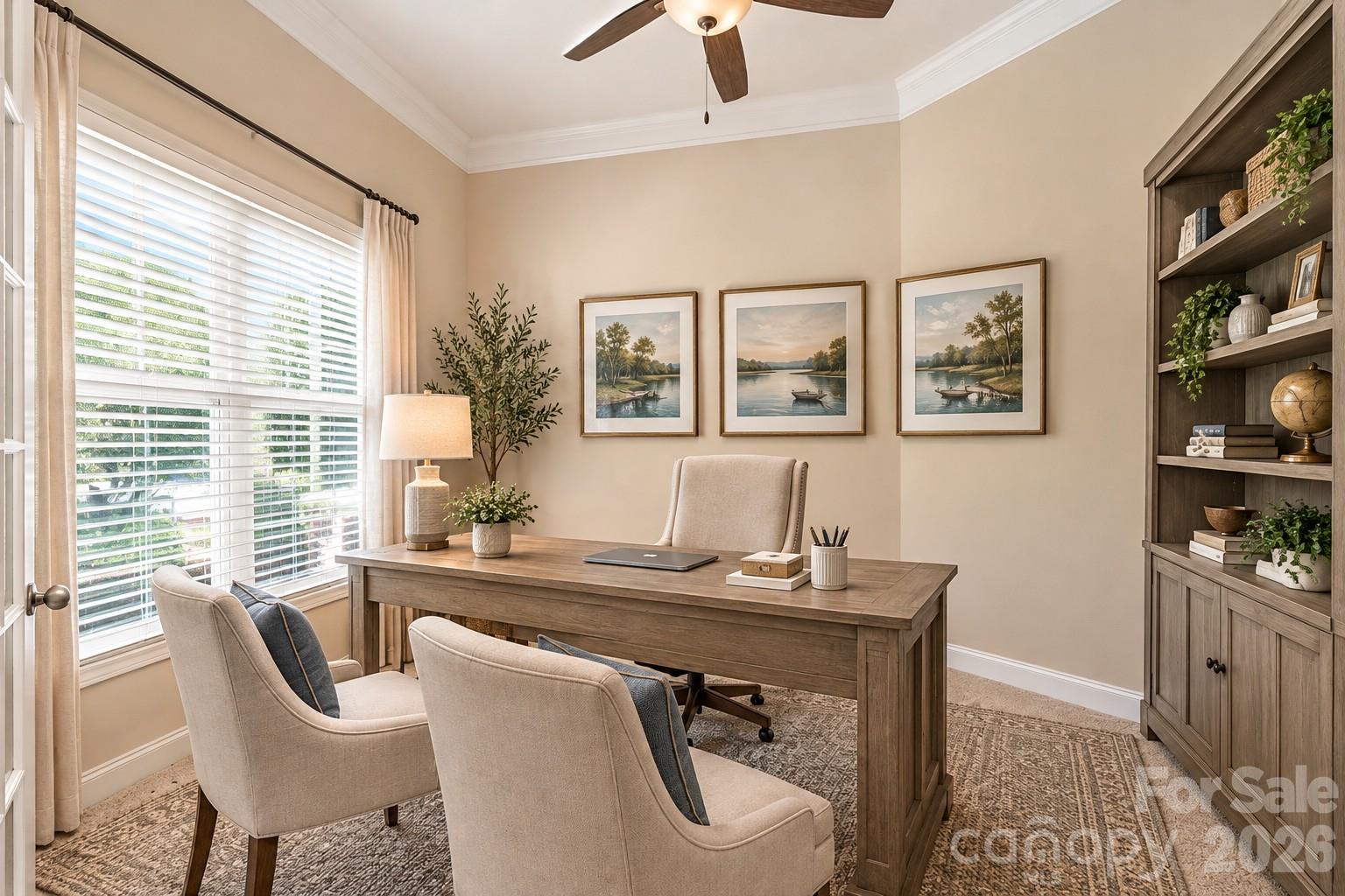 Virtually staged home office - 9106 Longvale Lane, Charlotte
