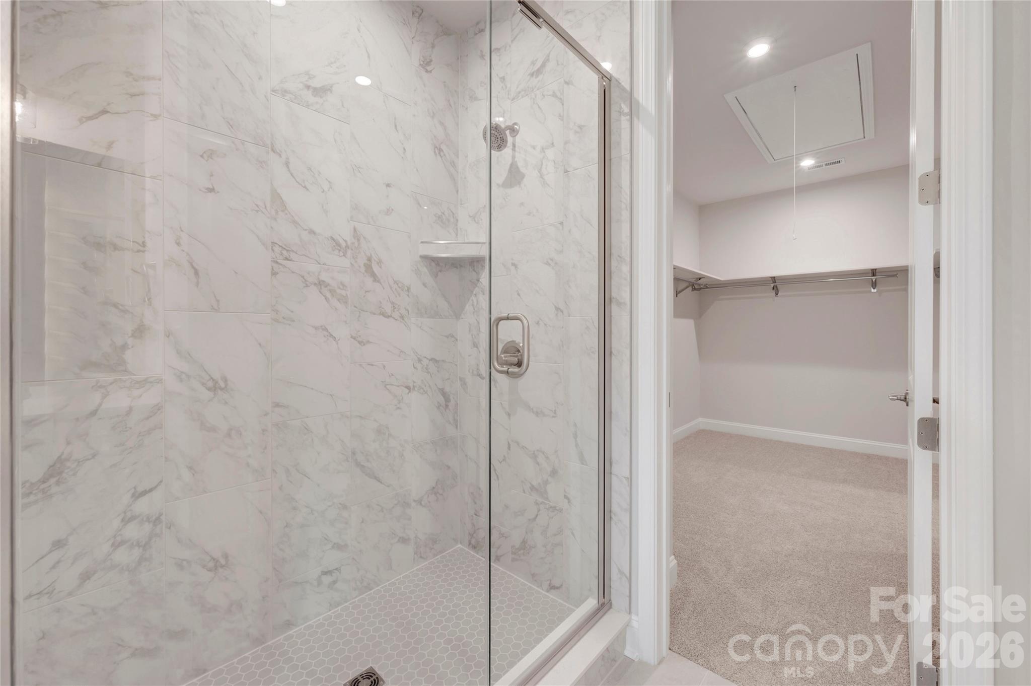 Primary tiled walk-in shower - 201 Landy Street, Fort Mill