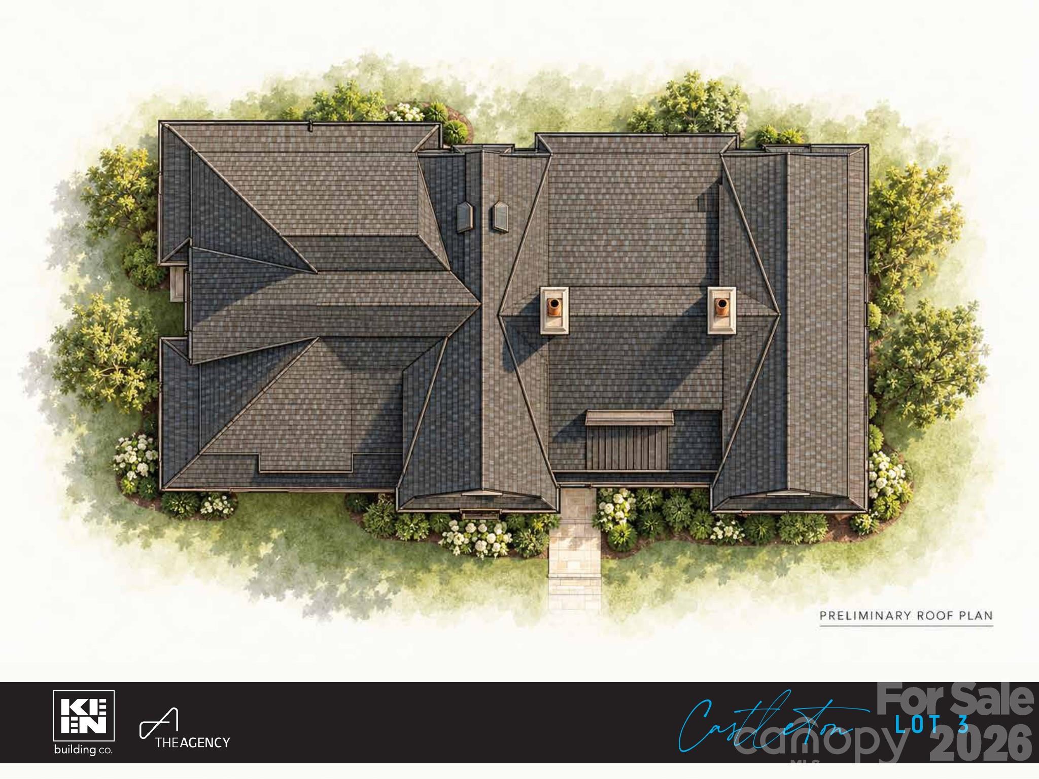 Artist rendering - preliminary roof plan and site view - 4420 Castleton Road, Charlotte