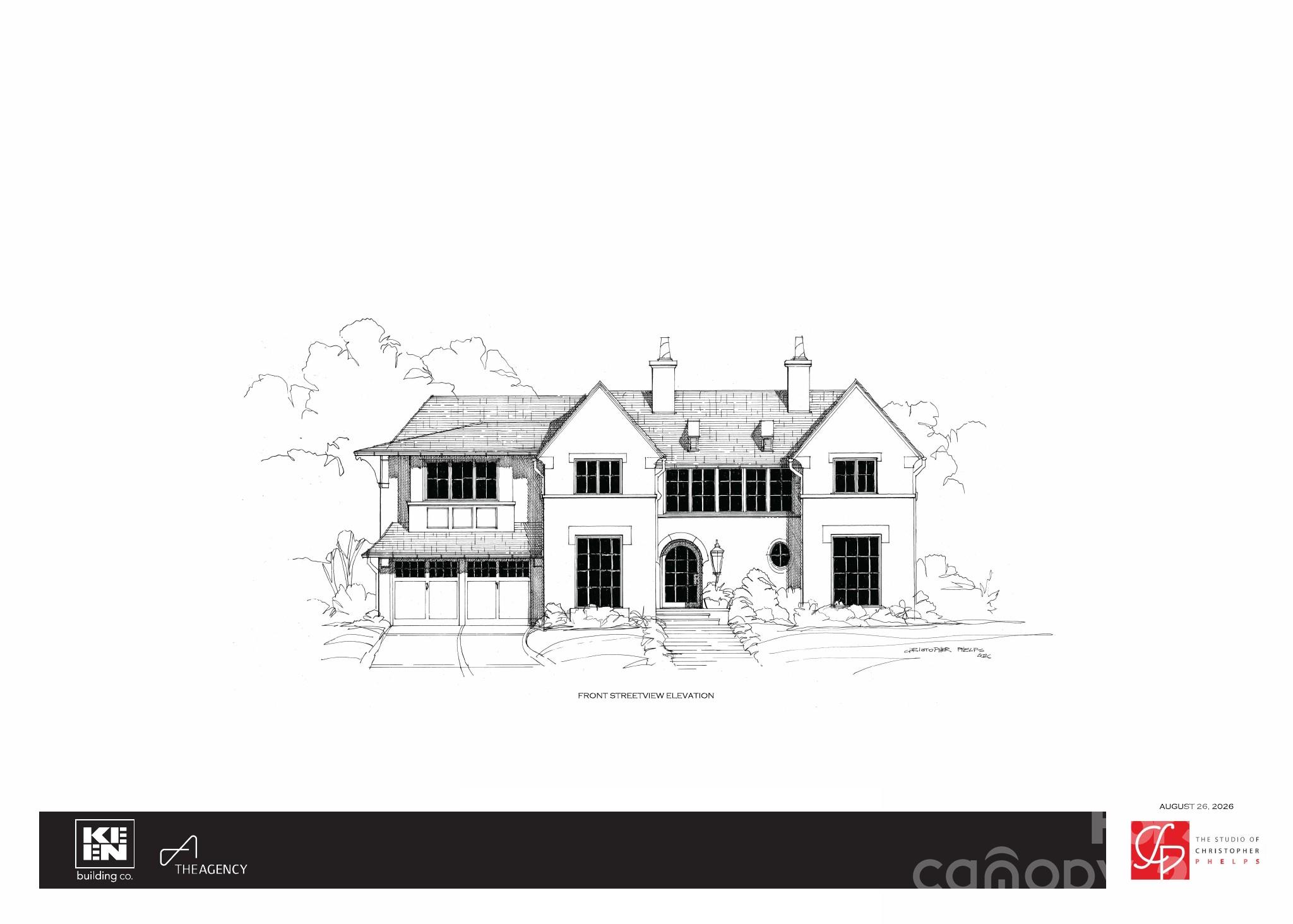 Front streetview elevation - Christopher Phelps preliminary drawing - 4420 Castleton Road, Charlotte