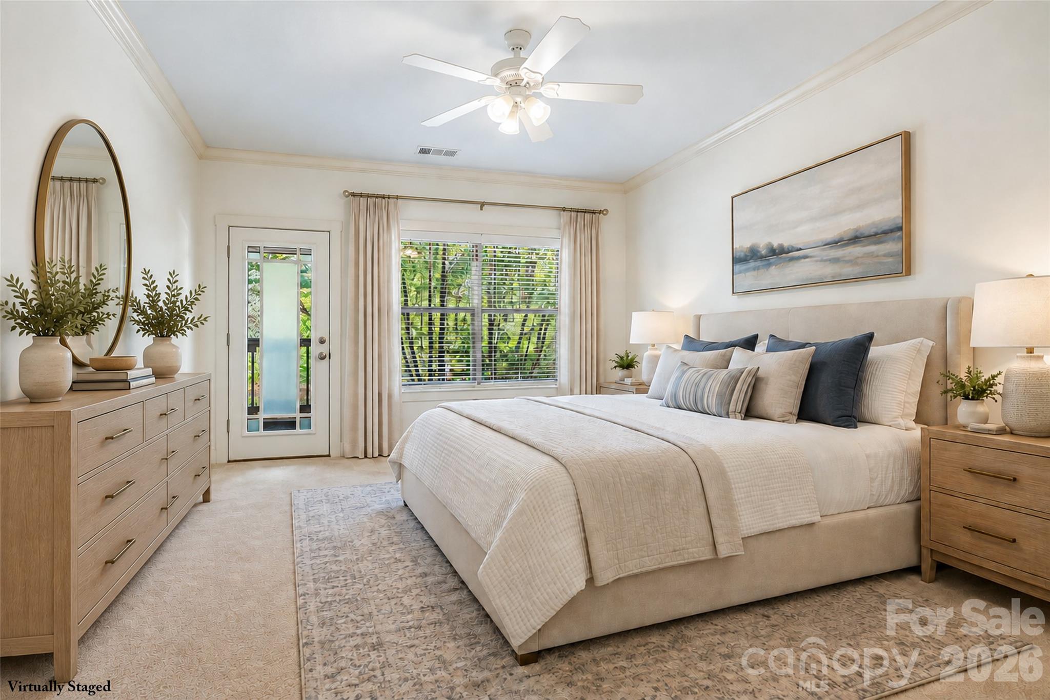 Virtually staged primary bedroom - 9 Kenilworth Knolls, Asheville