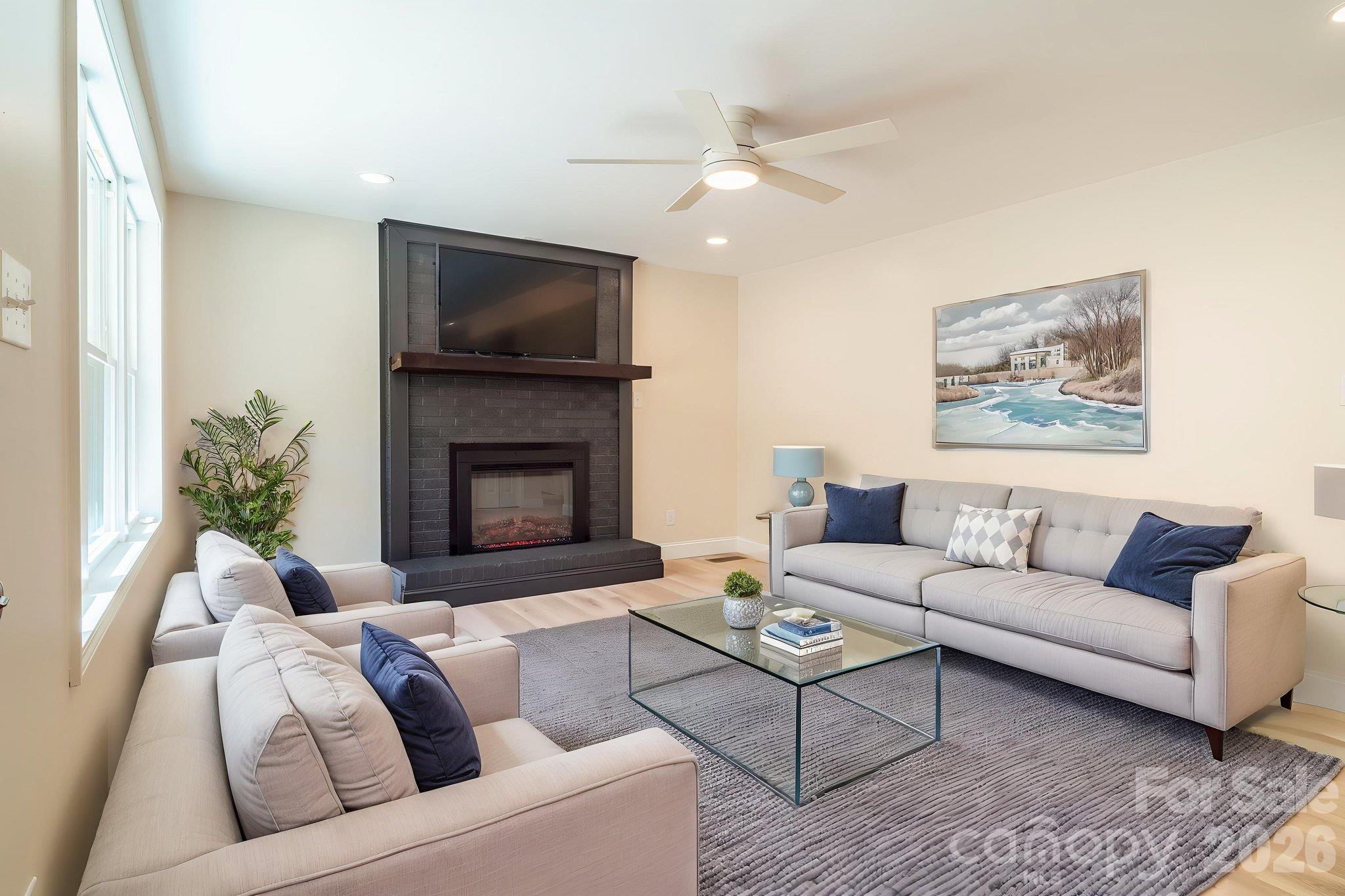 Living room virtually staged - 3078 Pax Hill Road, Morganton