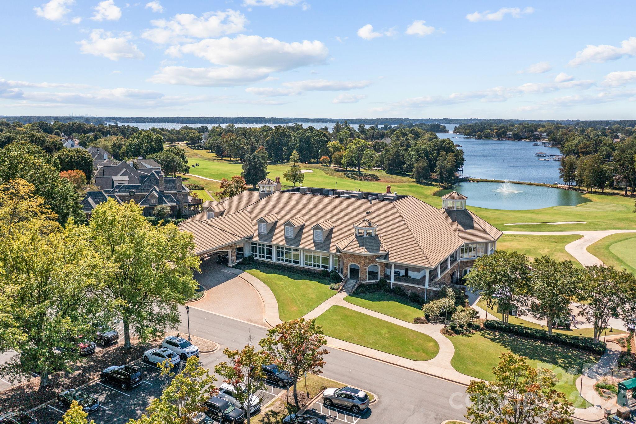 Aerial view of the community clubhouse, the social hub of the neighborhood. - 18416 Peninsula Club Drive, Cornelius