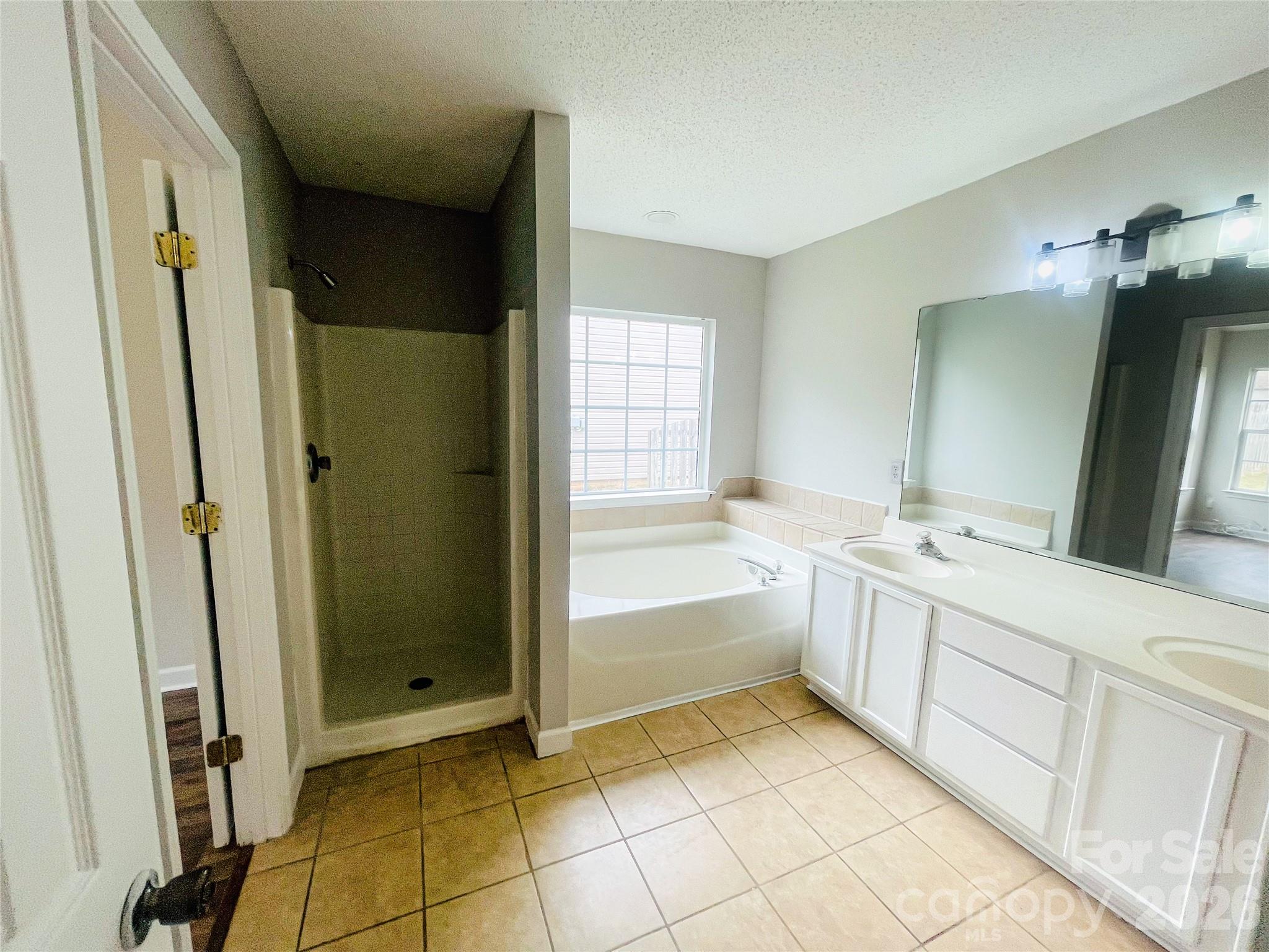 Garden tub and shower with dual vanity - 1011 Cadberry Court, Indian Trail