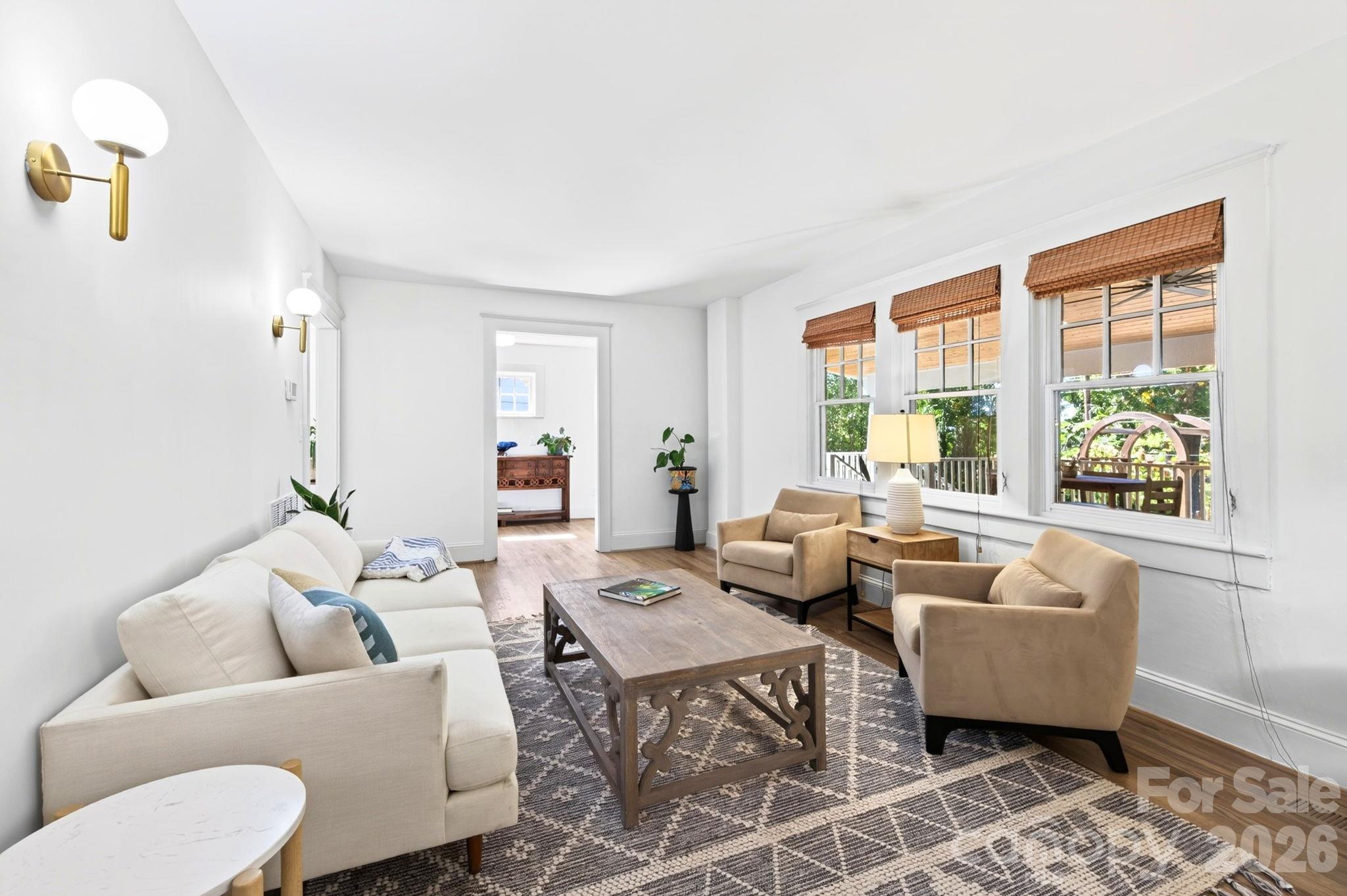 Refinished Hardwood Floors Create a Warm Atmosphere - 133 Furman Avenue, Asheville