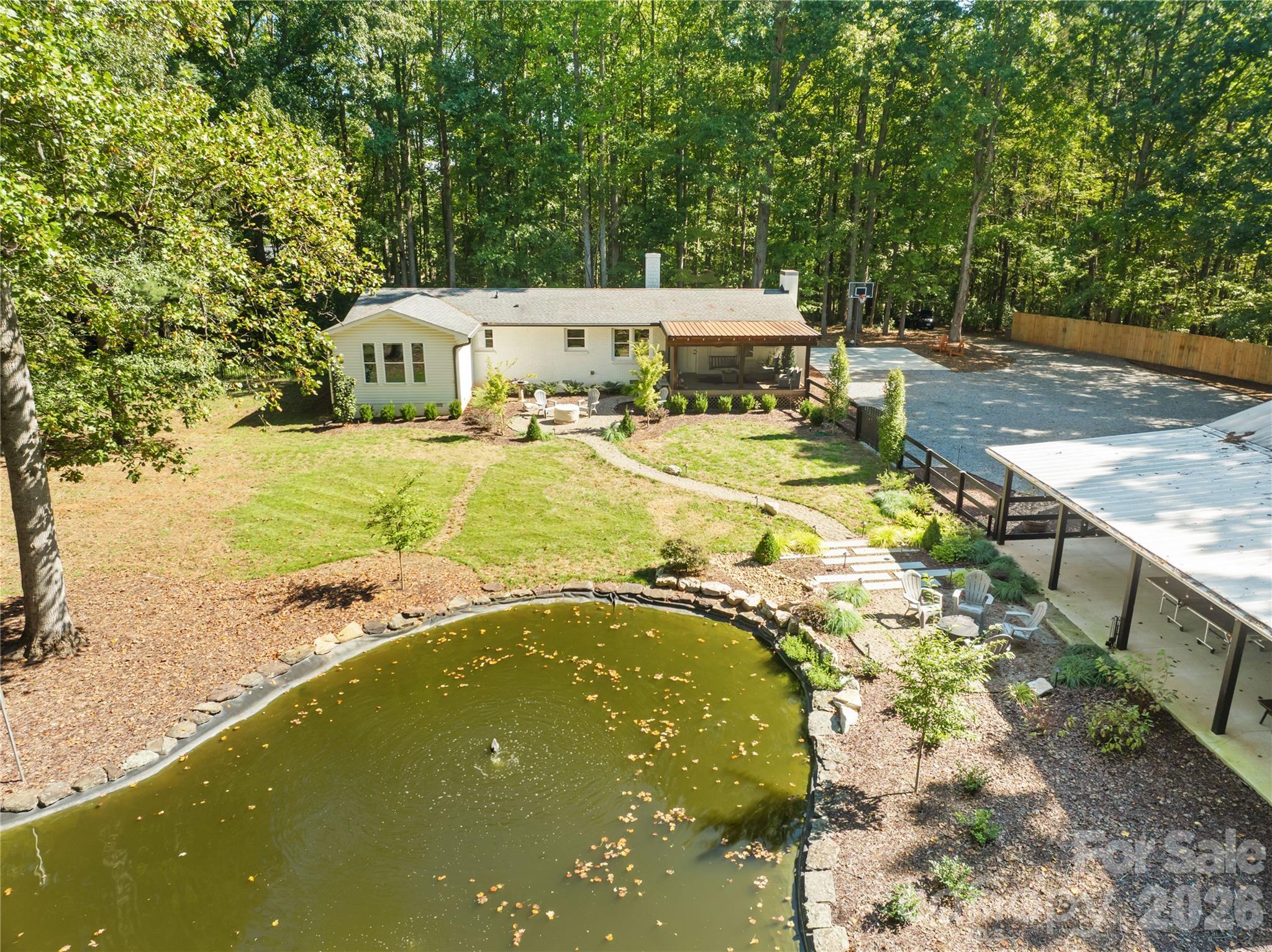 Fully lined fish pond with aerator - 13923 Asbury Chapel Road, Huntersville