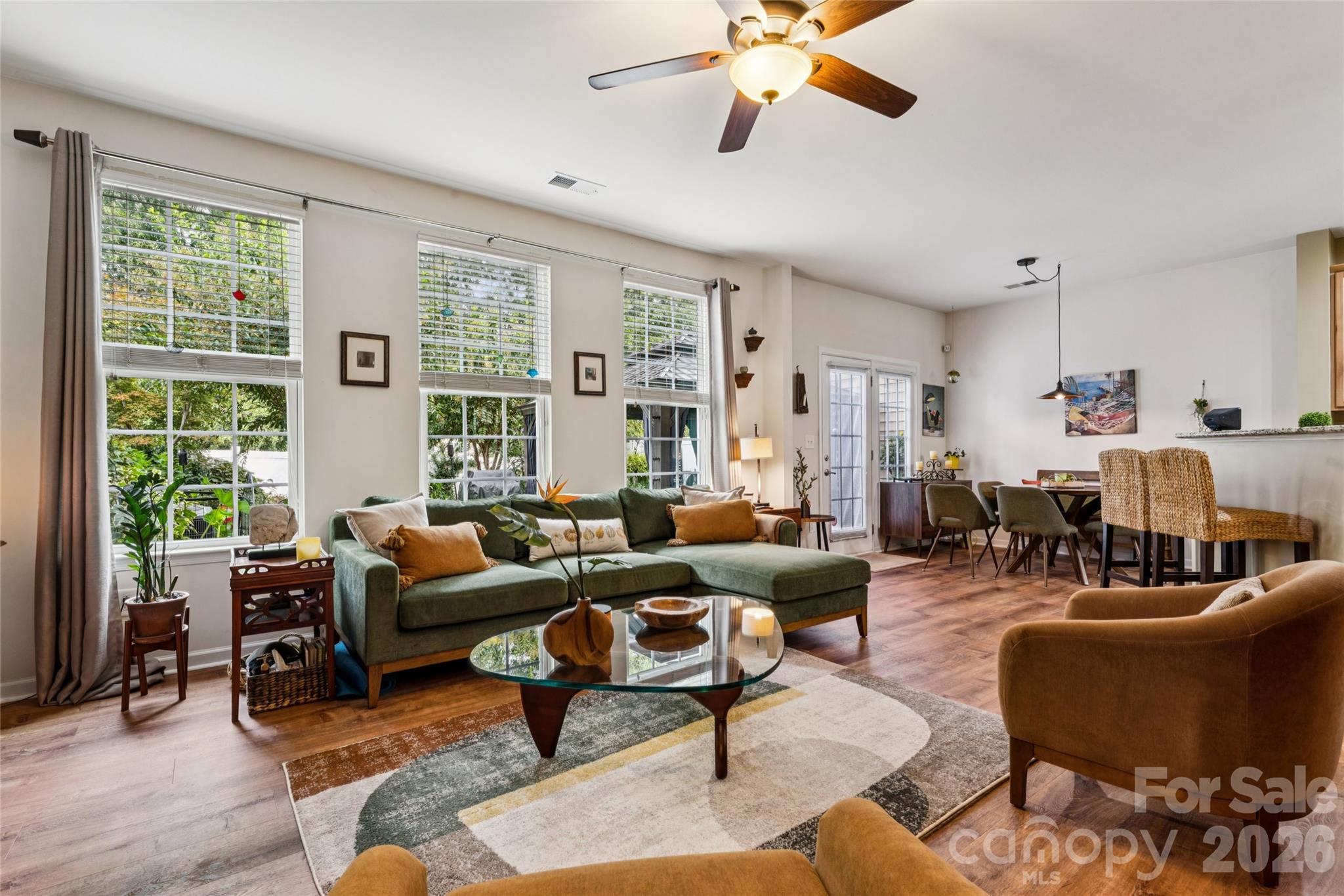 Great Room with abundant natural light looking toward back yard - 9506 Birkwood Court, Charlotte