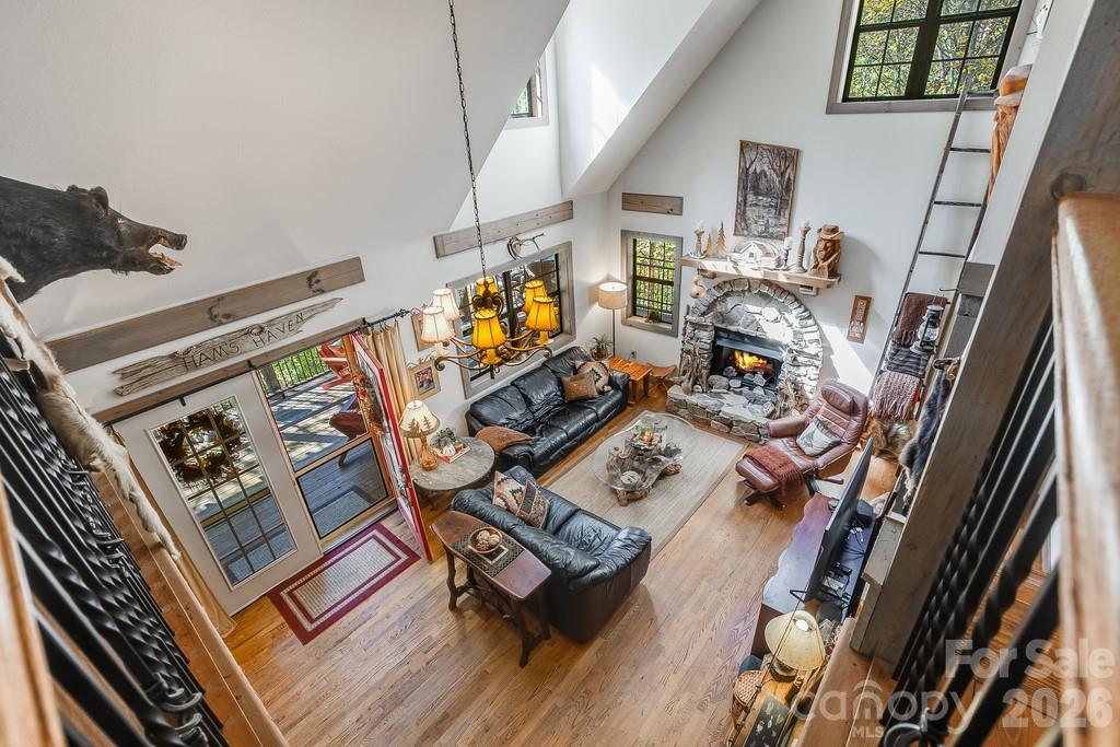 Upper Level View to Great Room - 111 Elkhound Road, Waynesville