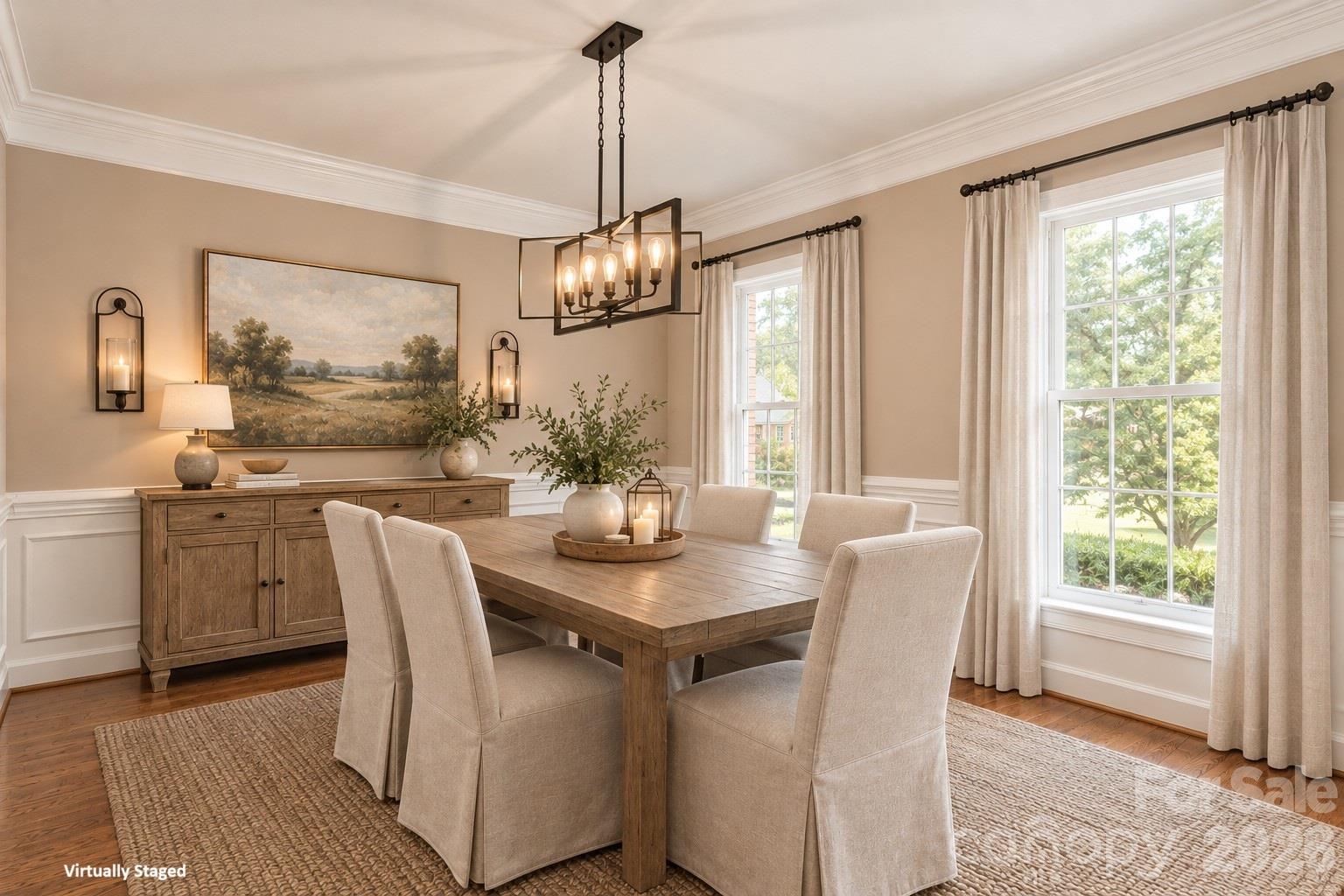 Virtually staged dining room - 12822 Cadgwith Cove Drive, Huntersville