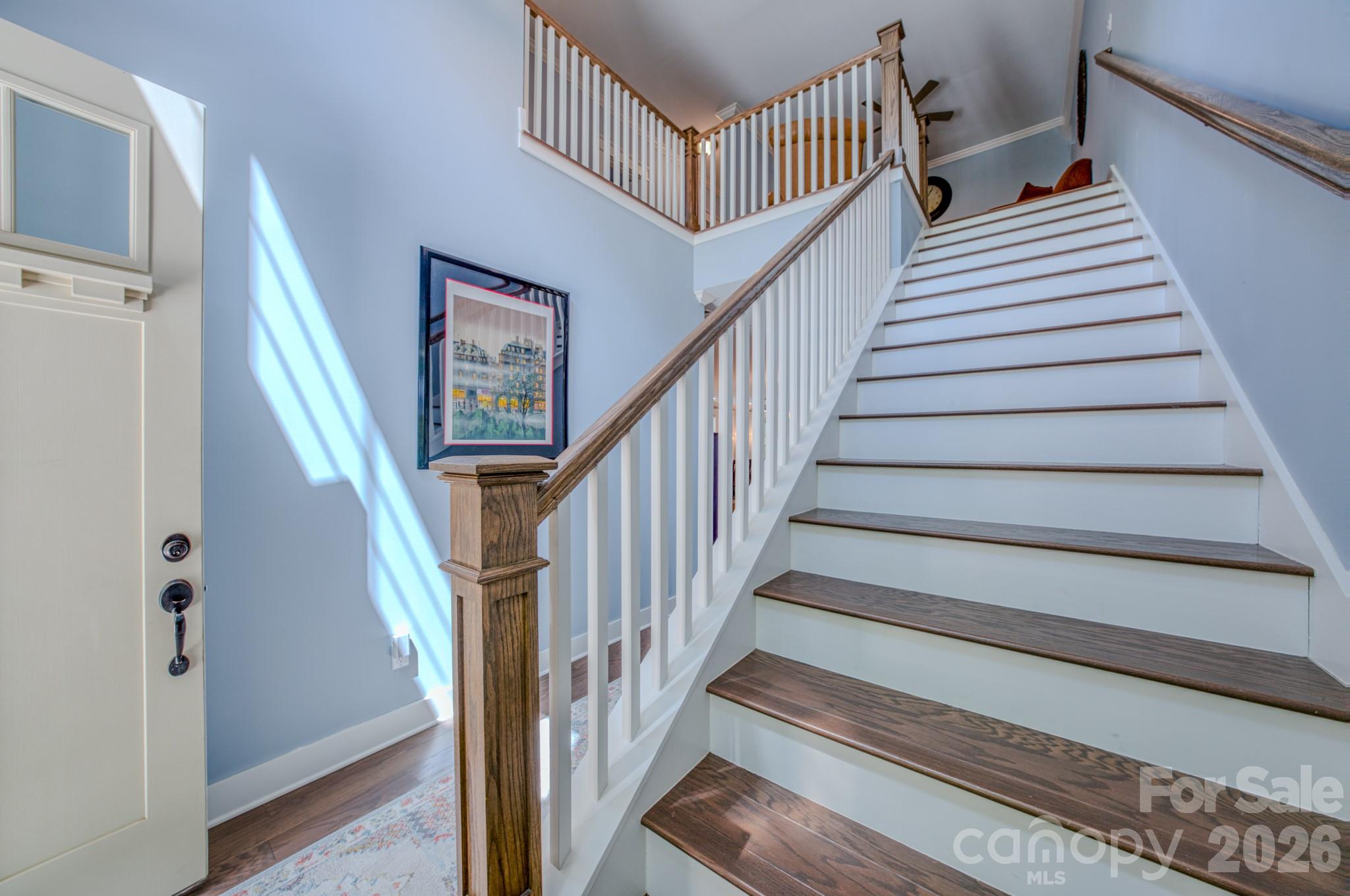 staircase to upstairs - 552 Sweet Birch Park Lane, Black Mountain