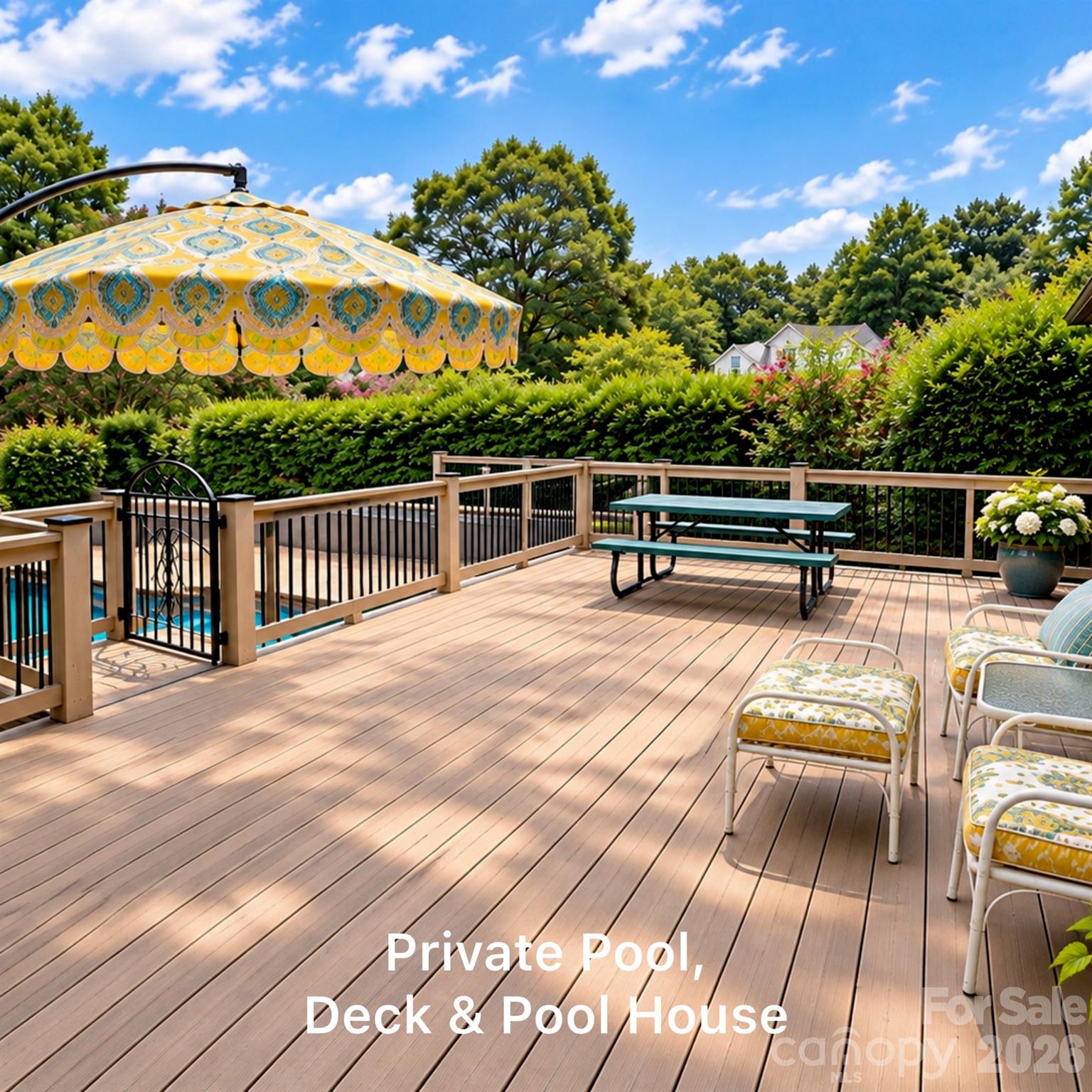 Privacy with a fence and mature landscaping makes this the perfect pool area. - 4821 Elmhurst Drive NE, Hickory
