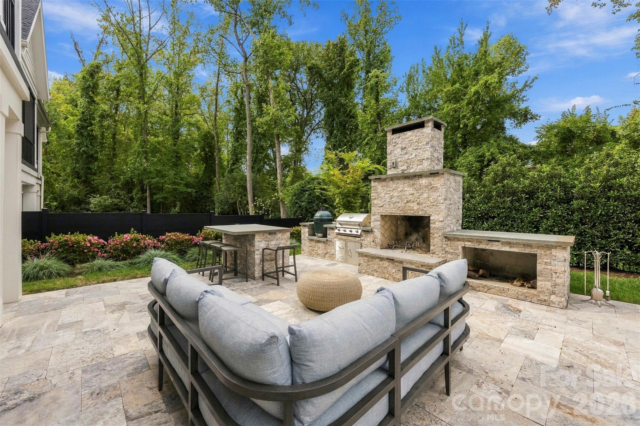 Outdoor kitchen & woodburning fireplace w/gas fire starter - 6222 Louis Patrick Lane, Charlotte
