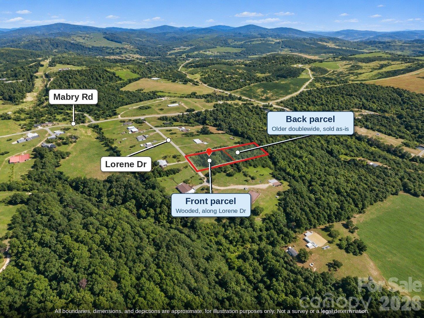 Aerial looking south toward Mabry Rd over the wooded land in Stanly County NC - 99999 Lorene Drive, Albemarle