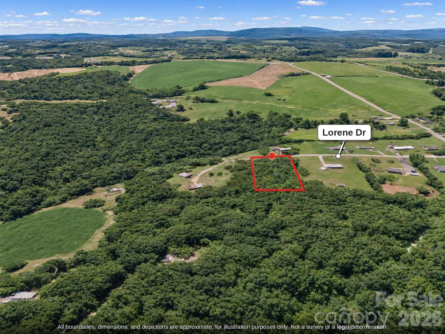 Aerial of the Lorene Dr road frontage, about 137 ft, near Albemarle NC - 99999 Lorene Drive, Albemarle