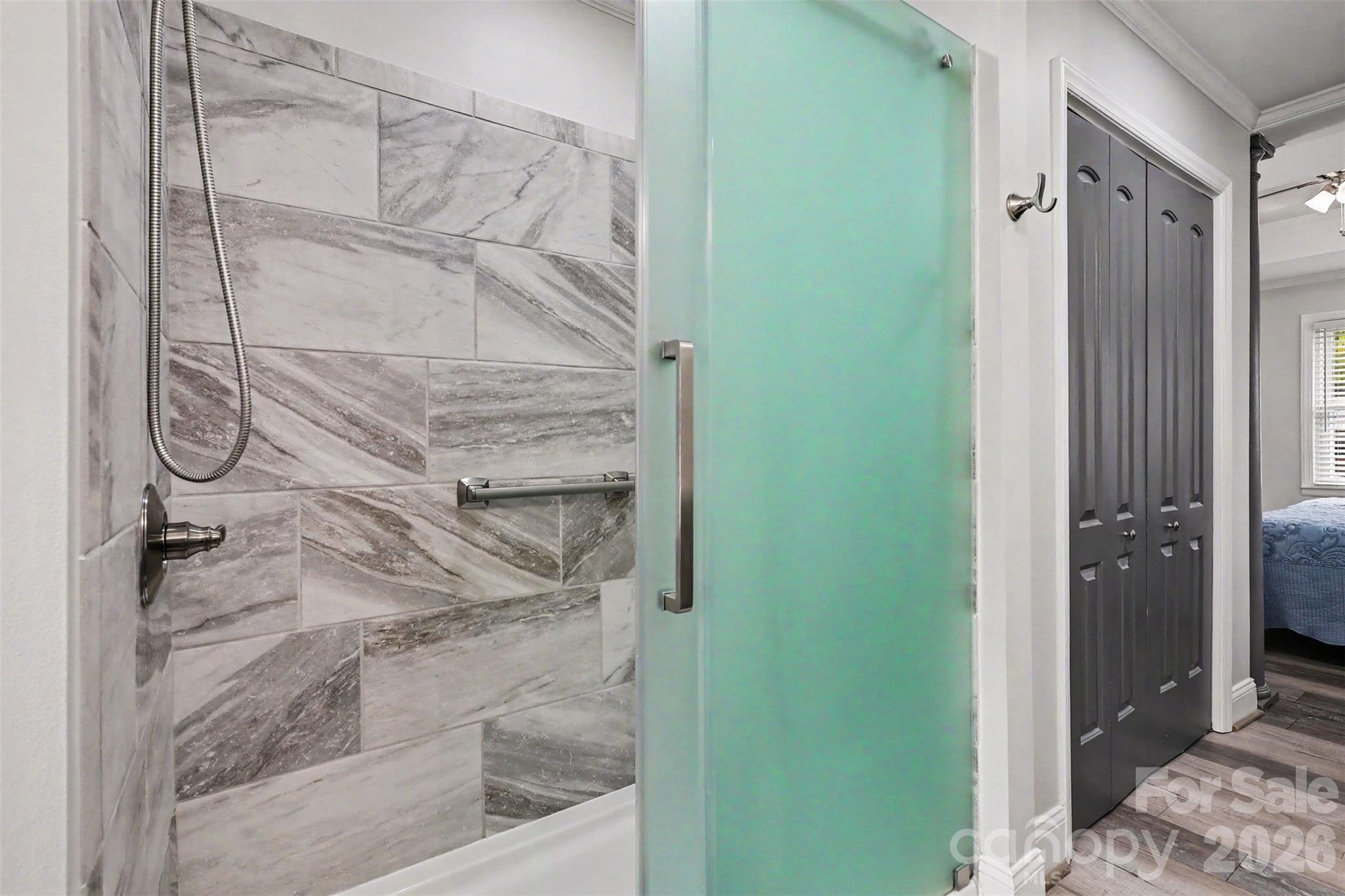 Master Bath with Tile Updated Shower - 9202 Elgin Drive, Charlotte