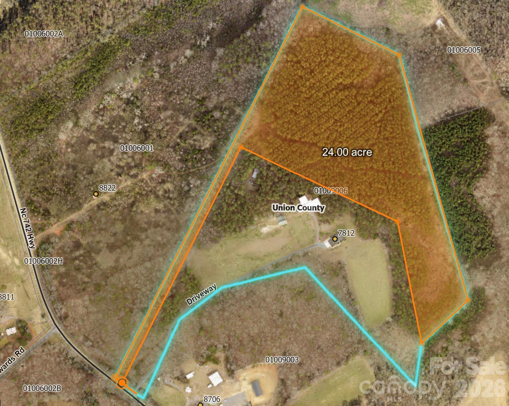 23.11 acres, currently enrolled in the timber management program - 7812-A Hwy 742 Highway, Marshville