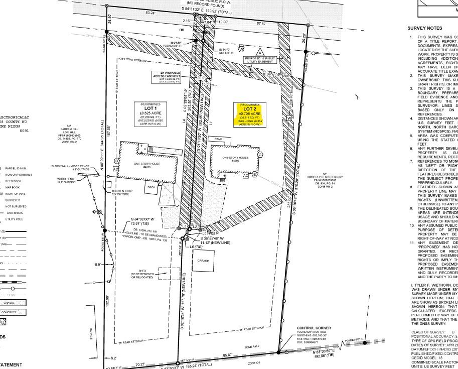 new subdivision map - 4305 Weddington Road, Concord