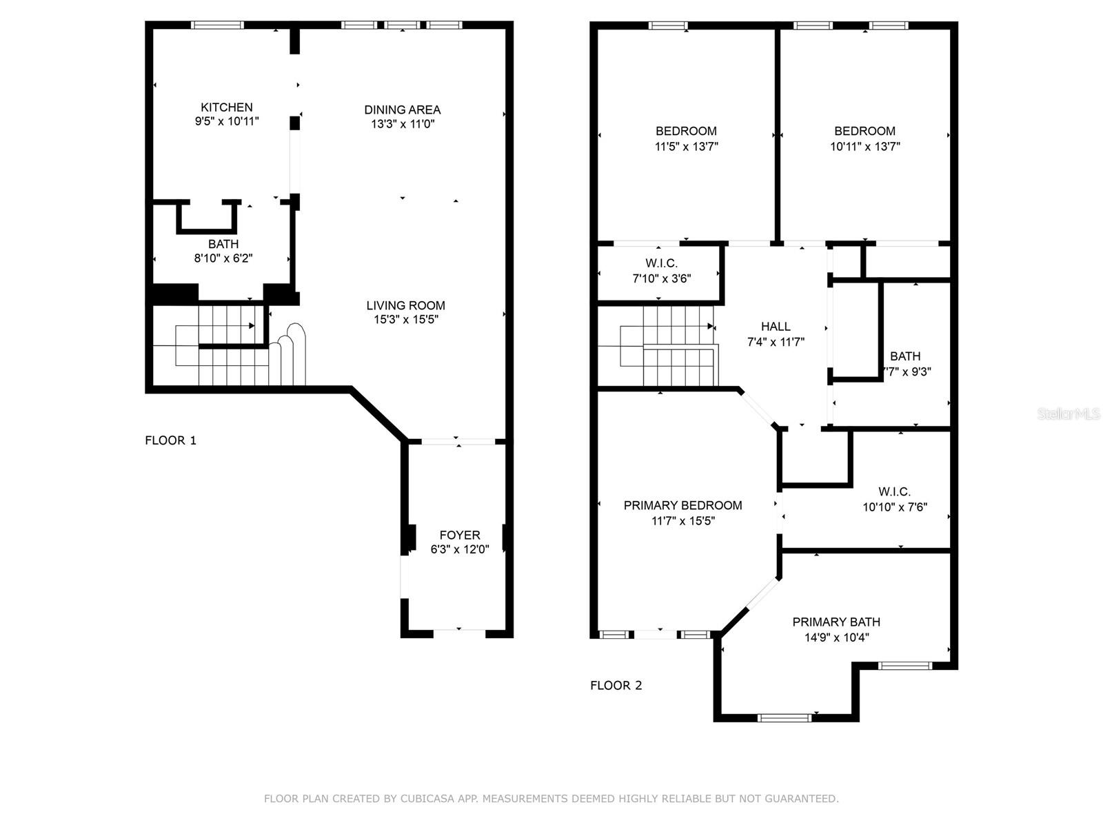 2 Story Floor Plan with Dimensions - 614 105TH LN N, ST PETERSBURG