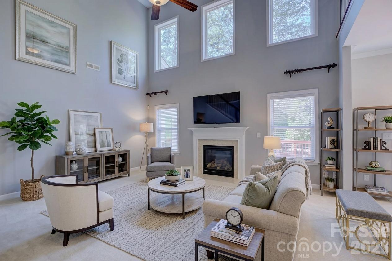 virtually staged greatroom - 9609 Spurwig Court, Charlotte