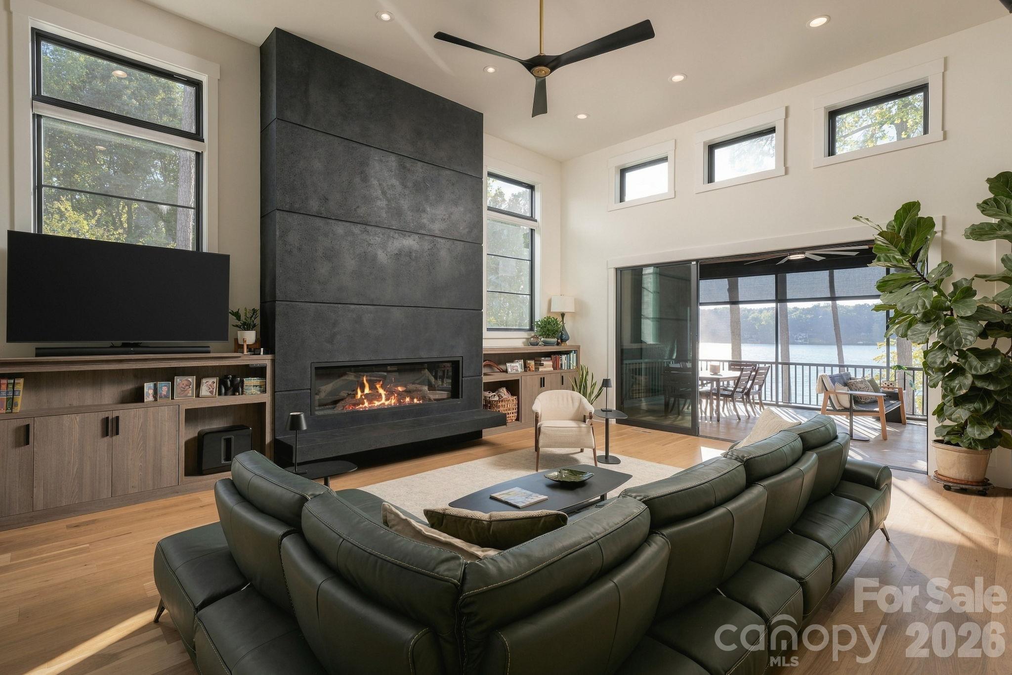 Living Room with Floor to Ceiling Fireplace - 298 Marietta Road, Mooresville