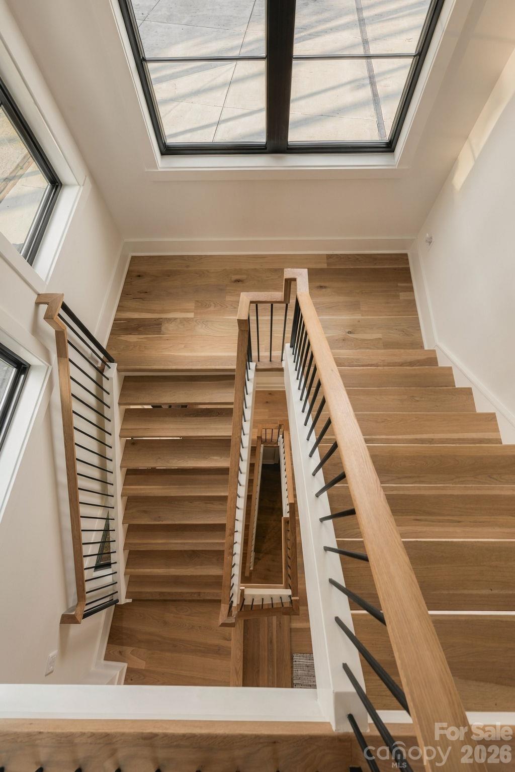 View from top level looking down through stair tower - 298 Marietta Road, Mooresville