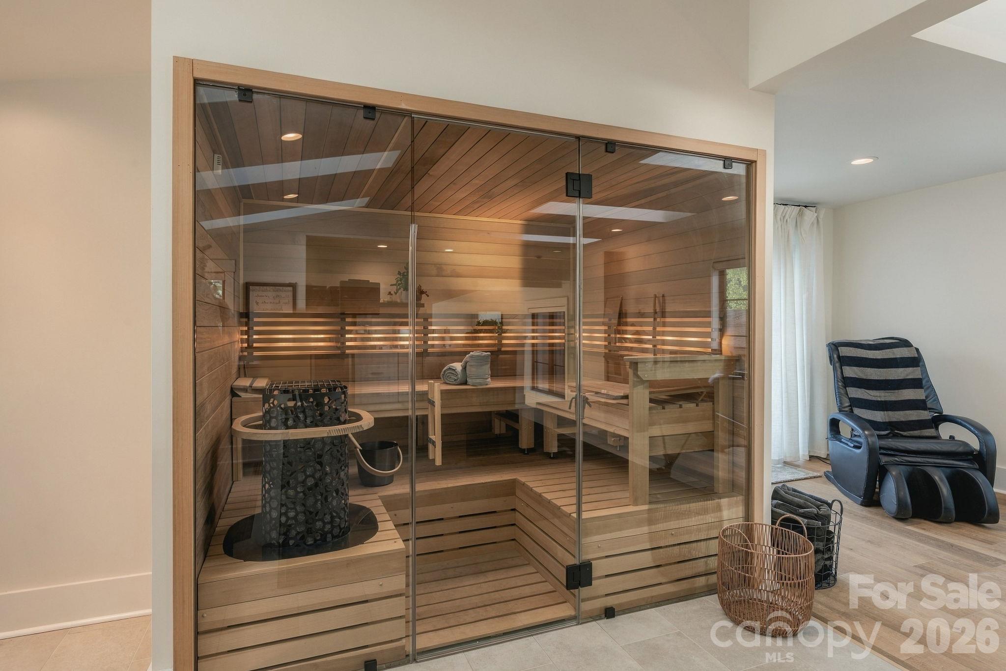 Huge sauna on upper level in flex space - 298 Marietta Road, Mooresville