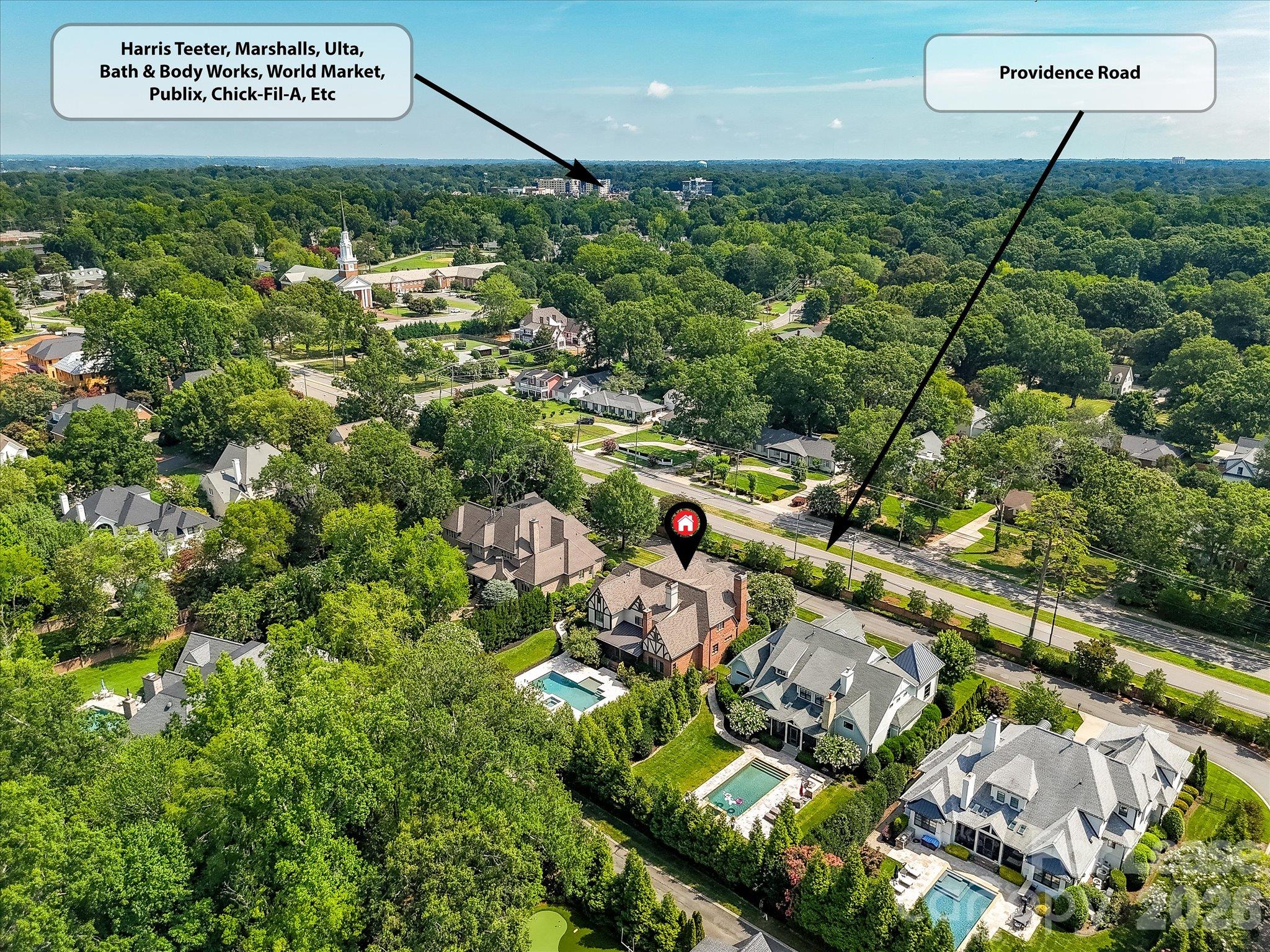 Aerial View - 808 Huntington Park Drive, Charlotte