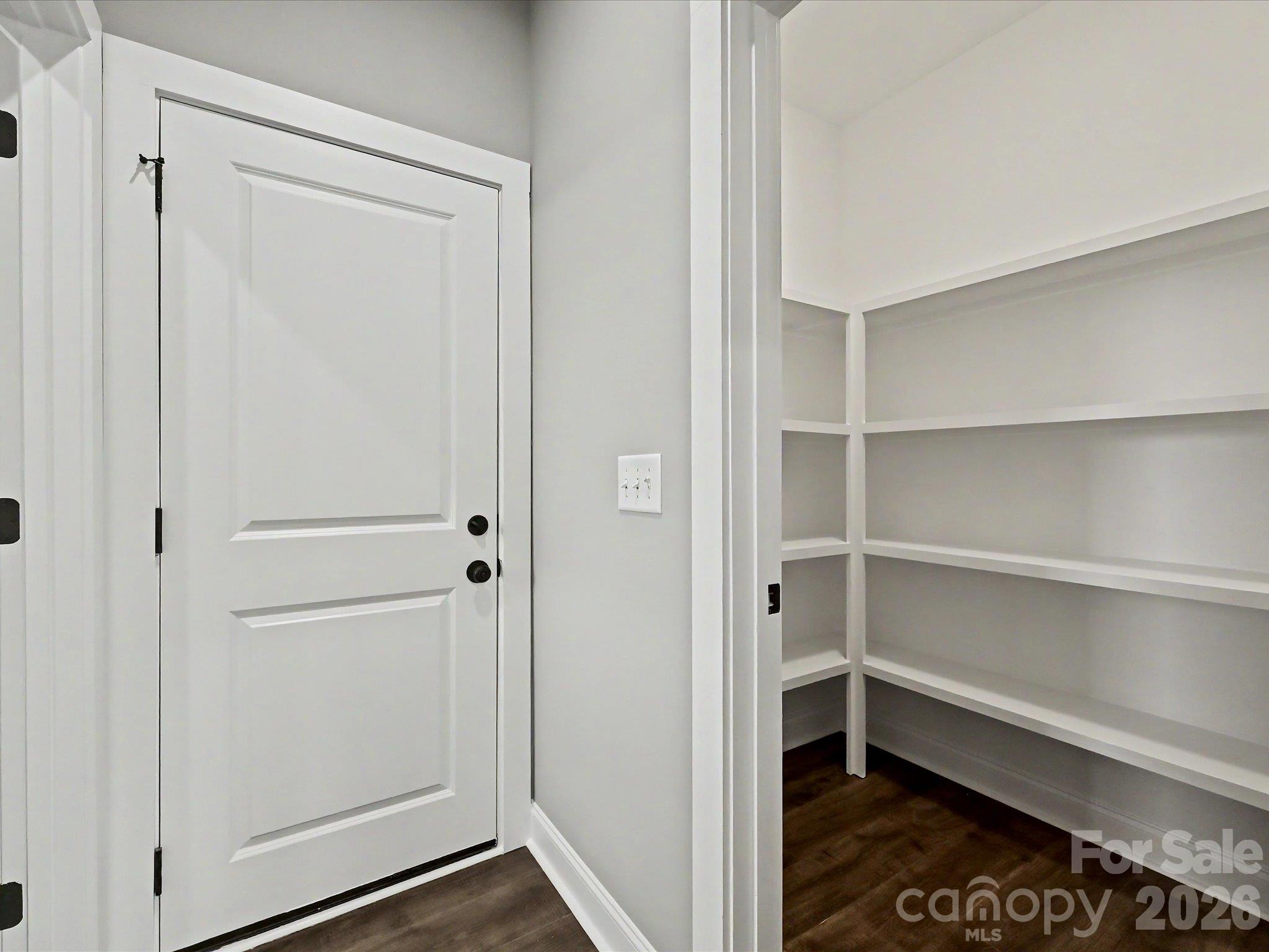 Spacious walk in pantry with built in shelving provides exceptional storage & organization for all your kitchen essentials. - 159 Lone Pine Road, Statesville