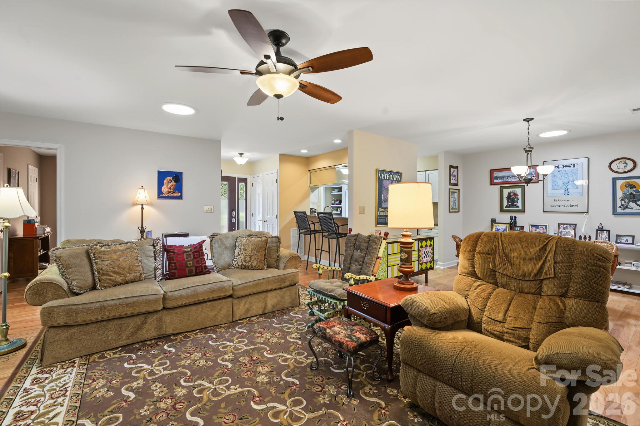 Notice the sun tube in the great room and dining area. So pretty at night with twinkling stars and blue sky - 420 English Ivy Court, Fort Mill