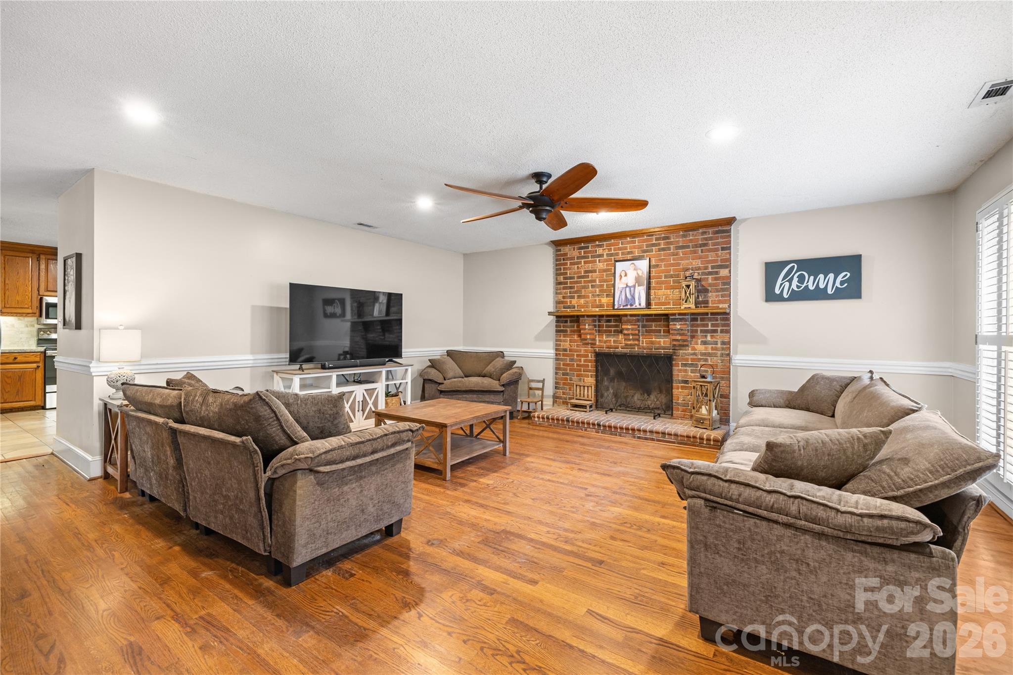 Spacious Living Room w/ Cozy Fireplace - 205 General Joseph Wheeler Street, Stanley