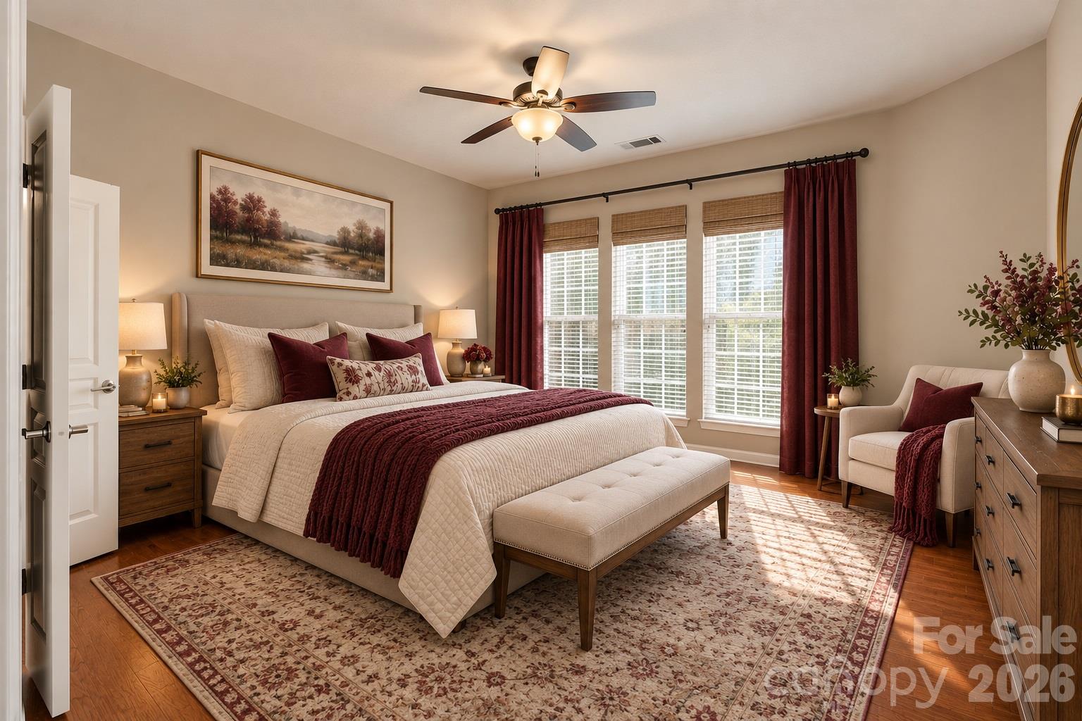 Virtually Staged Primary Bedroom - 2047 Sweetleaf Drive, Indian Land