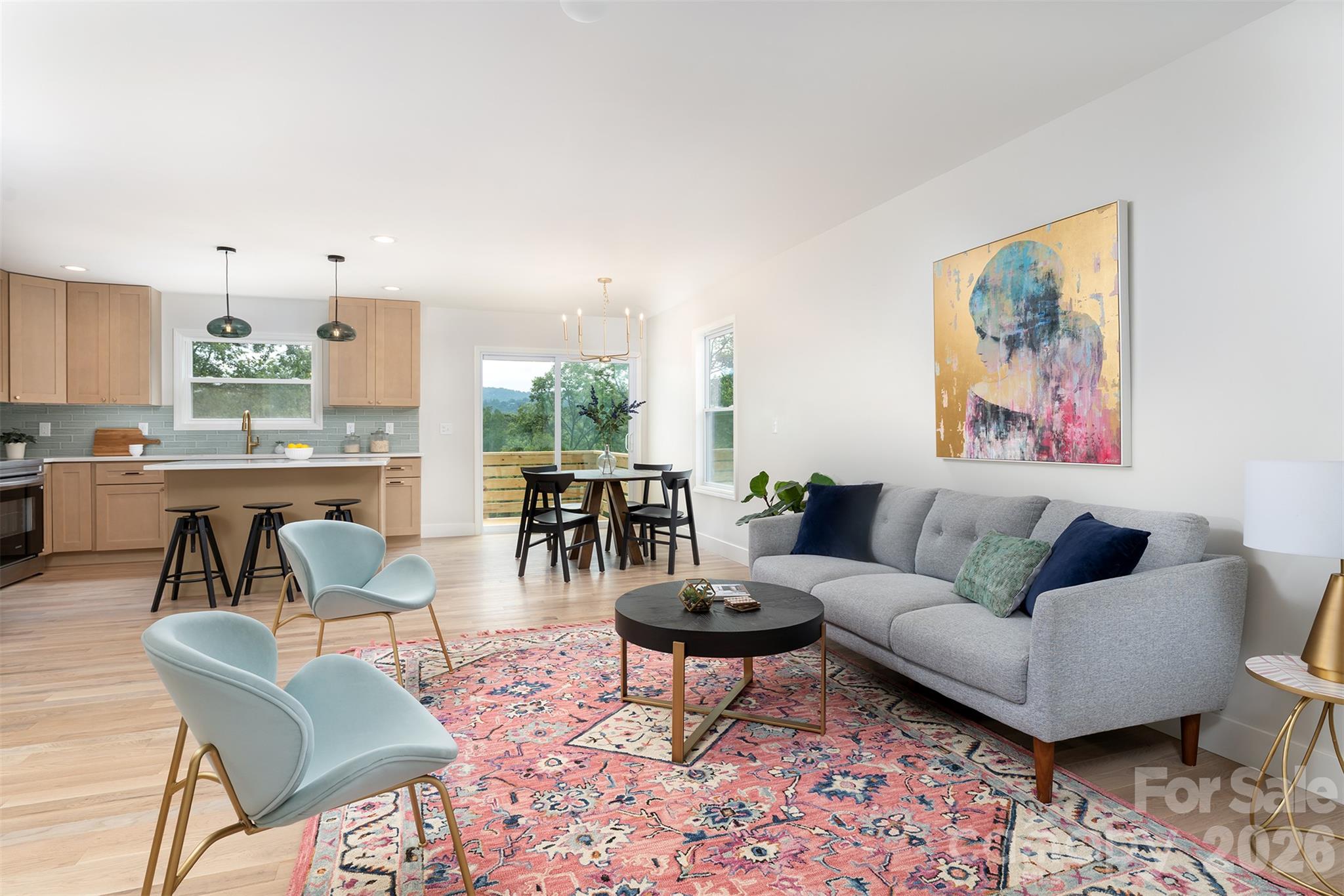 Living room, open floorplan - 12 Crestfield Avenue, Asheville