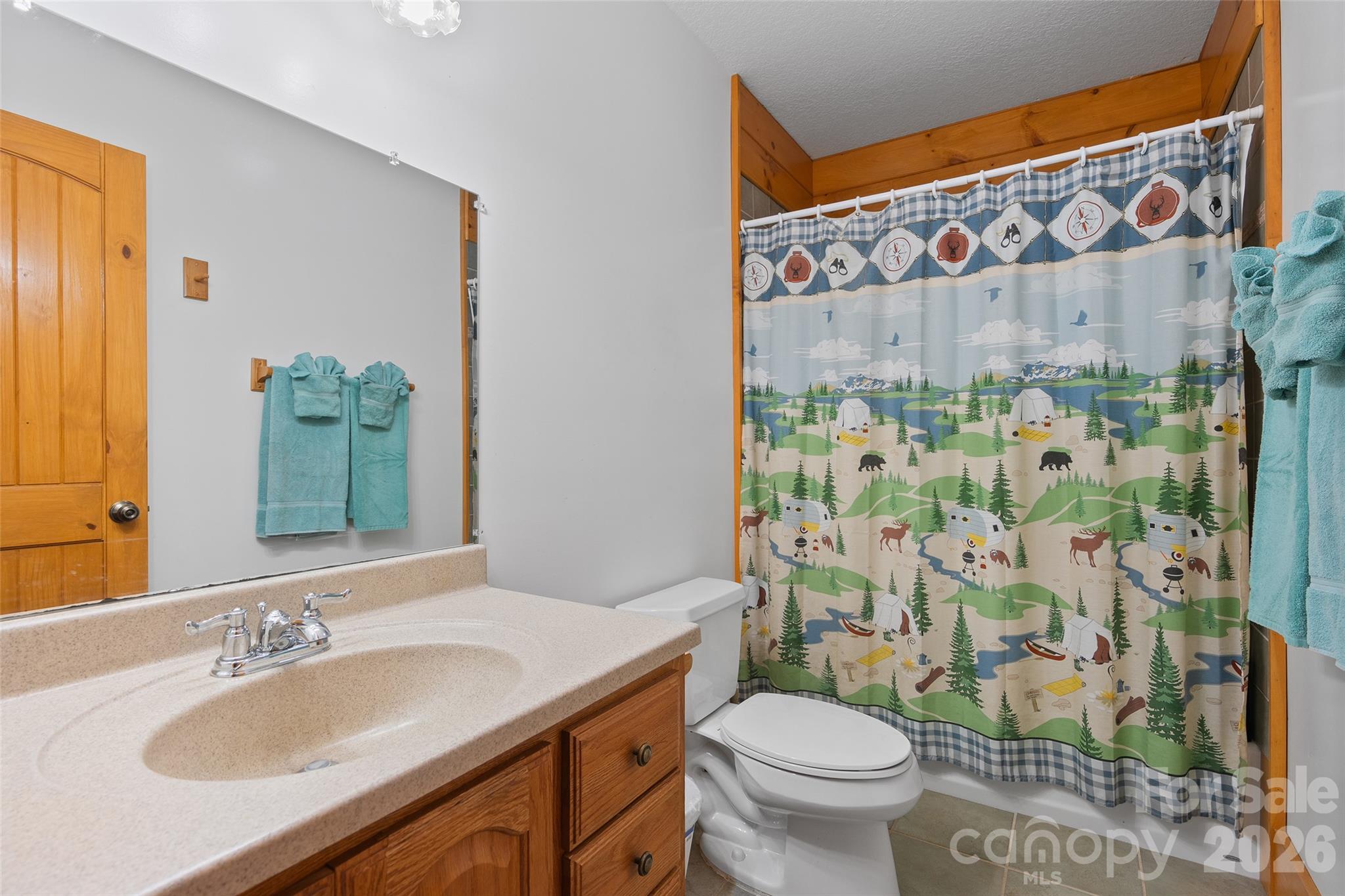 Lower-level full bathroom provides convenience for guests. - 124 Borges Lane, Waynesville