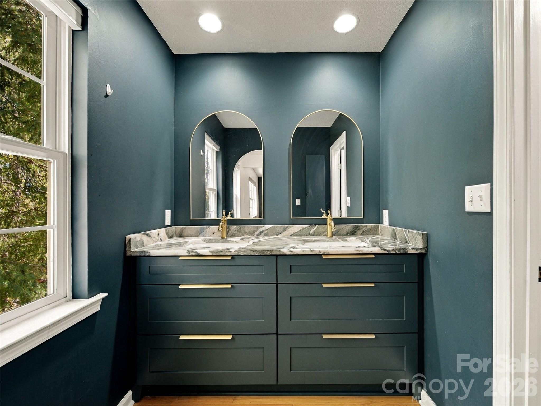 Custom Vanity and Mirrors Primary Bathroom - 317 Ewarts Hill Road, Hendersonville