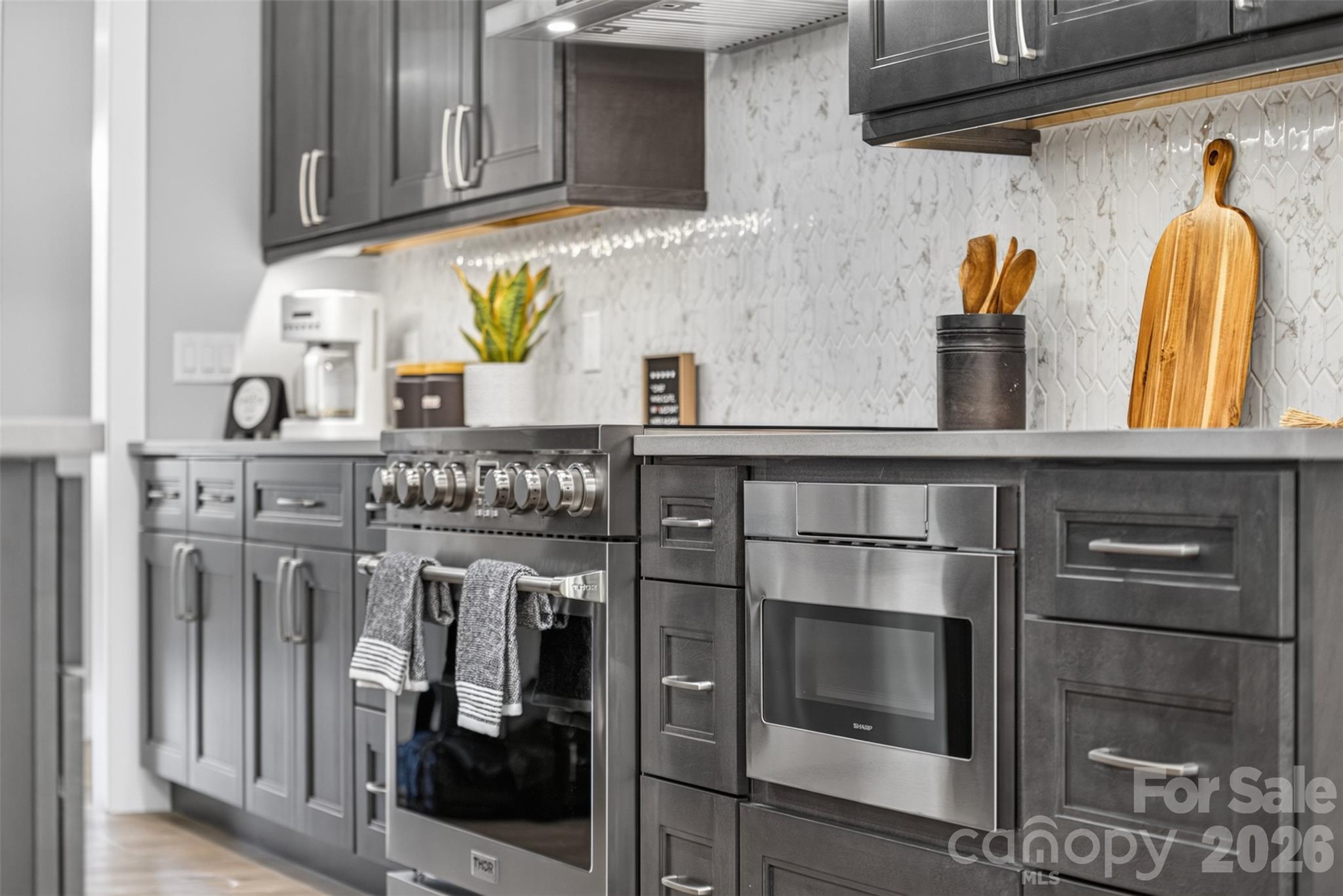 Microwave drawer keeps the countertops clear. - 160 Pumice Drive, Statesville