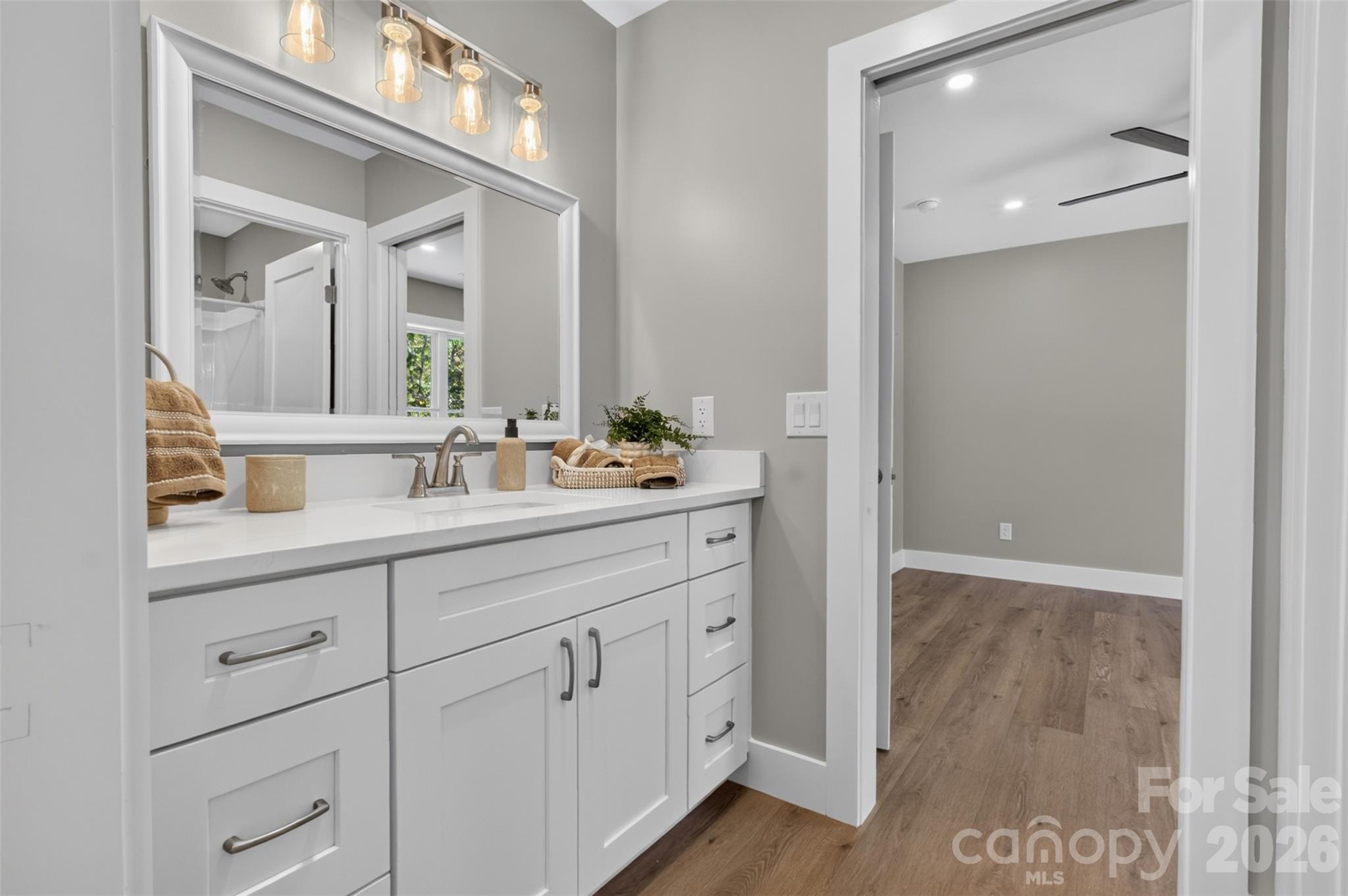 Spacious jack-n-jill bathroom connect bedrooms with pocket doors. - 160 Pumice Drive, Statesville